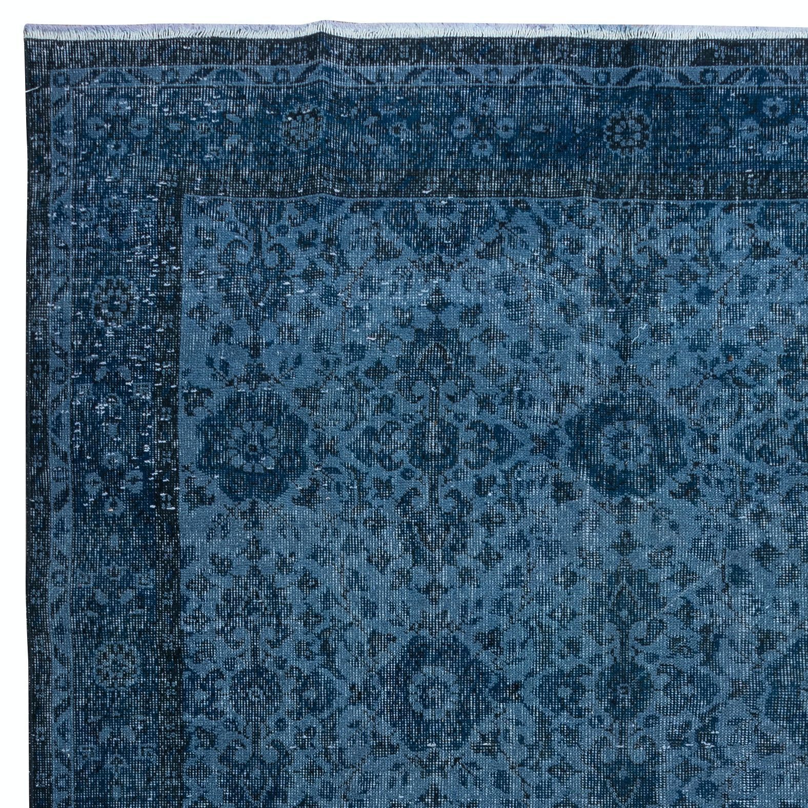 6.4x10.6 Ft Hand Knotted Floral Rug, Blue Modern Turkish Carpet For Living Room photo Textiles