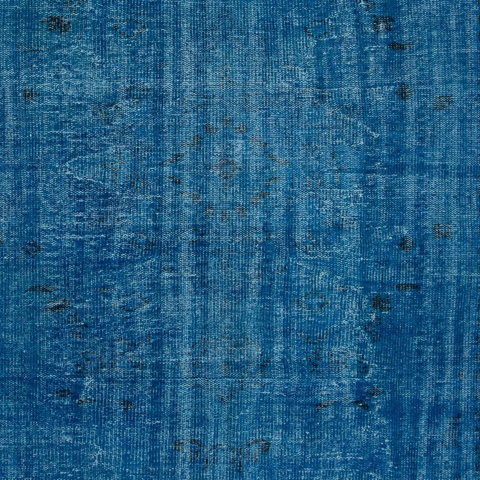 6x8.8 Ft Traditional Handmade Area Rug In Blue, Modern Turkish Redyed Carpet photo 356.0