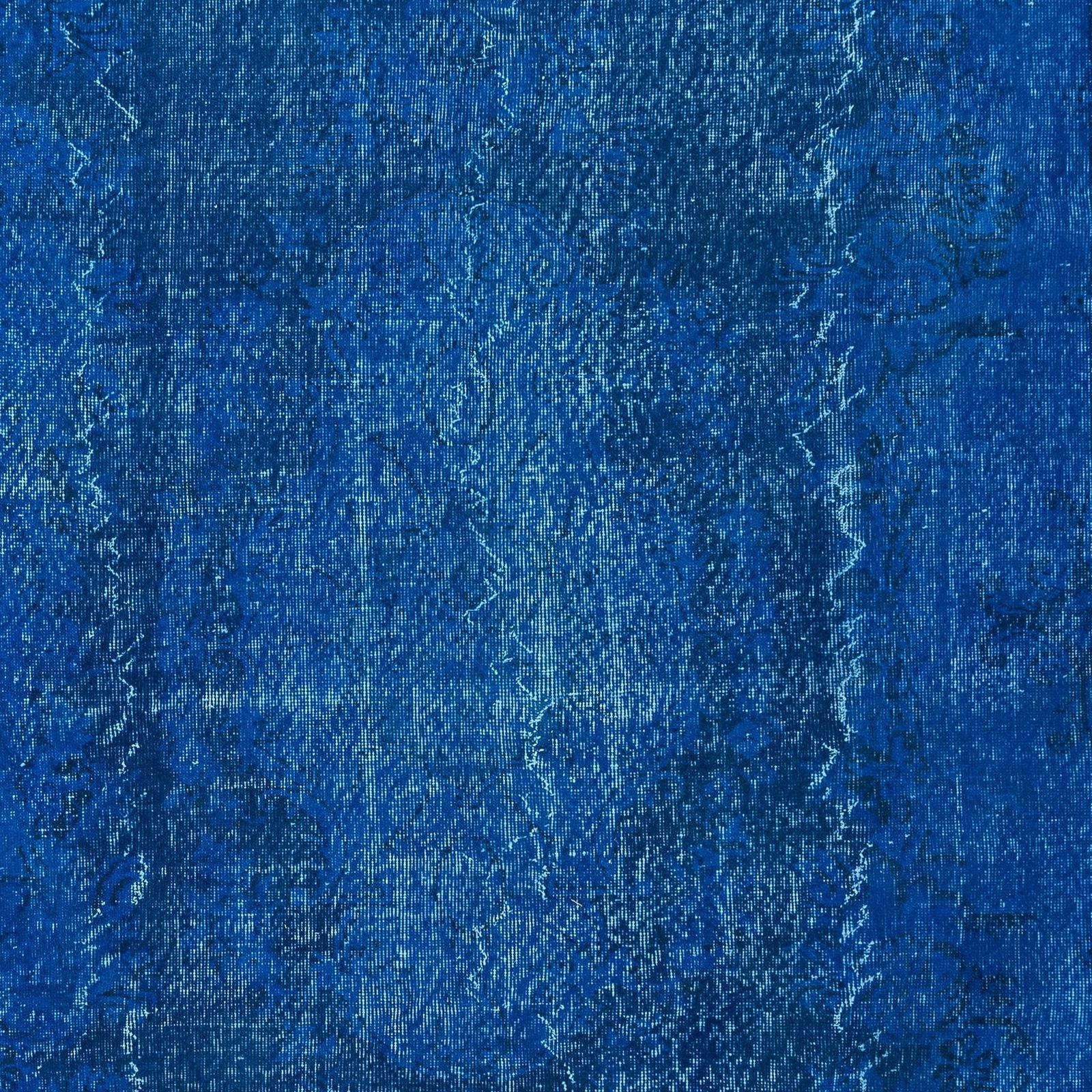 6.2x9.8 Ft Hand Knotted Rug In Sapphire Blue, Modern Turkish Redyed Carpet photo 519.0