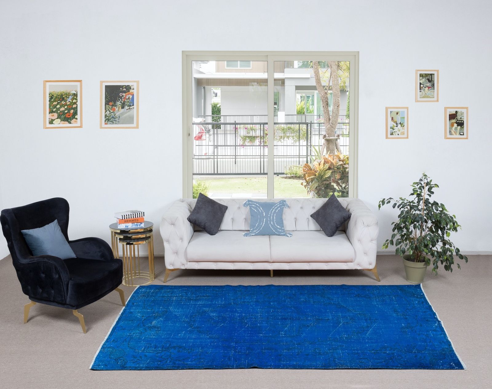 5.7x9.4 Ft Modern Blue Area Rug, Handwoven And Handknotted In Isparta, Turkey photo furniture