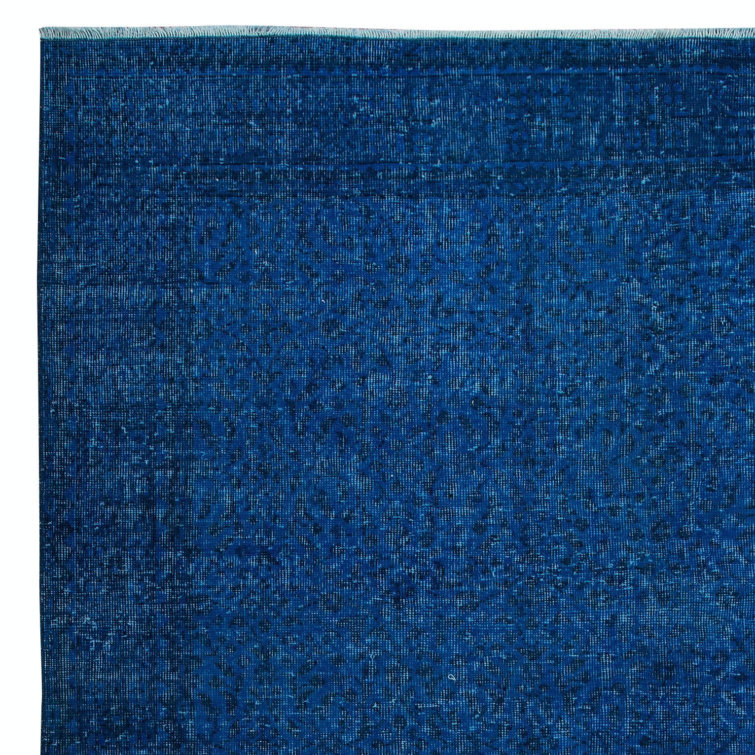 7x10 Ft Modern Blue Area Rug Made Of Wool And Cotton, Hand Knotted In Turkey photo Textiles
