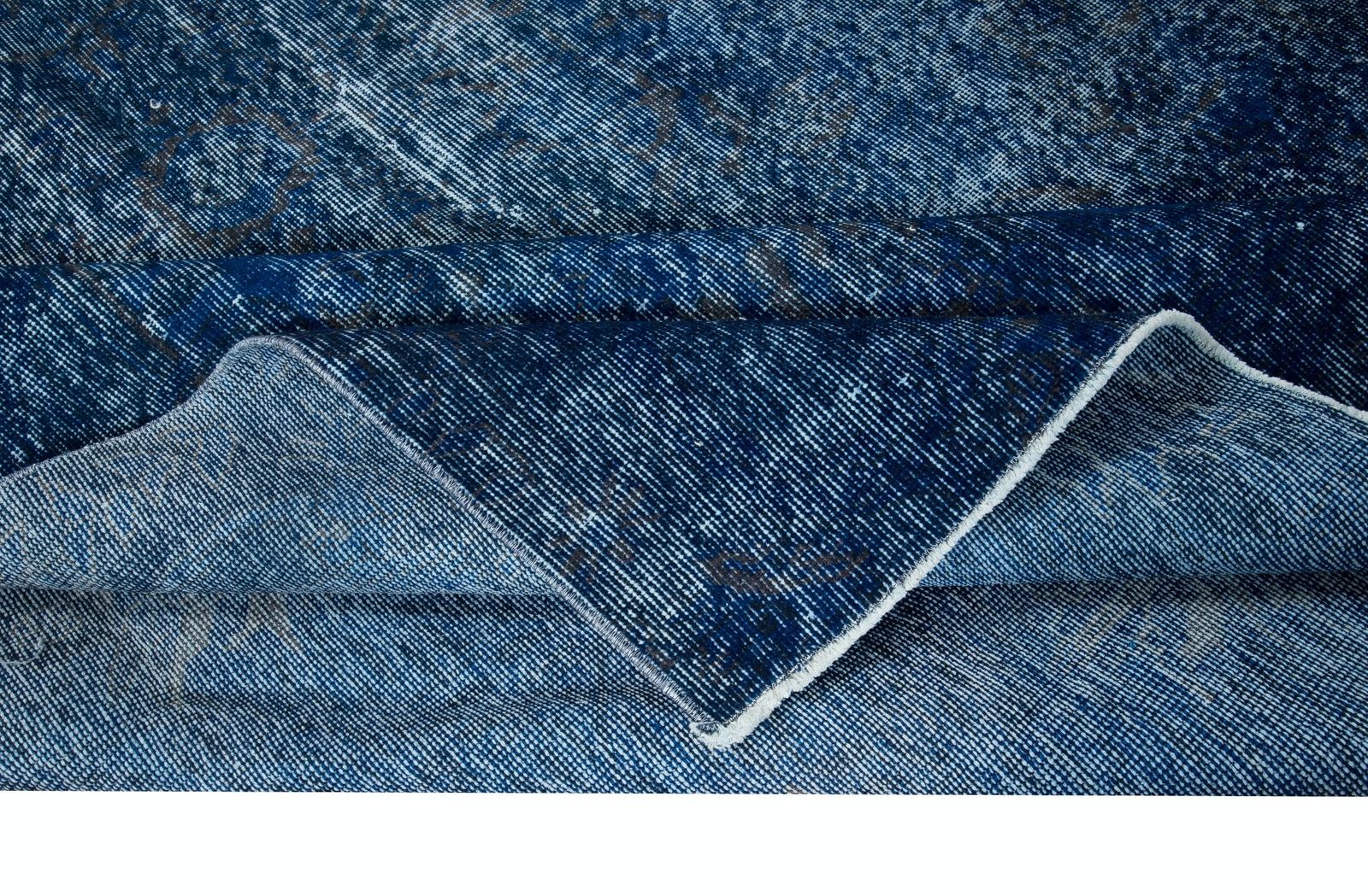 6.2x9.7 Ft Blue Handmade Room Size Rug, Upcycled Turkish Carpet, Floor Covering photo for sale