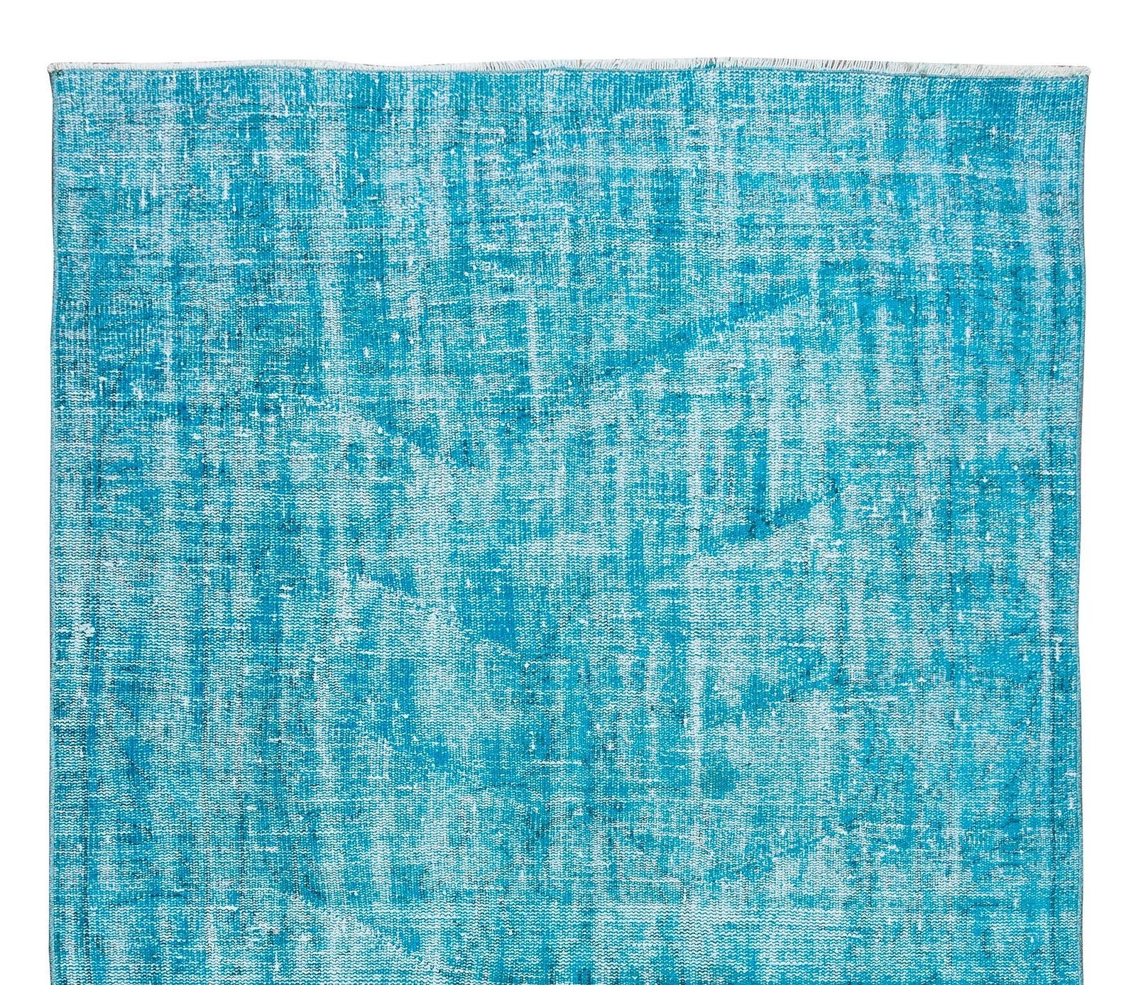 4.9x8.6 Ft Vintage Handmade Rug Over Dyed In Teal For Modern Office & Home photo Textiles