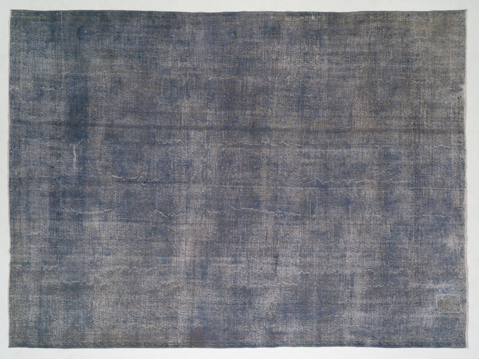 9.8x13 Ft Abstract Vintage Rug Re Dyed In Light Blue, Hand Knotted In Turkey photo furniture