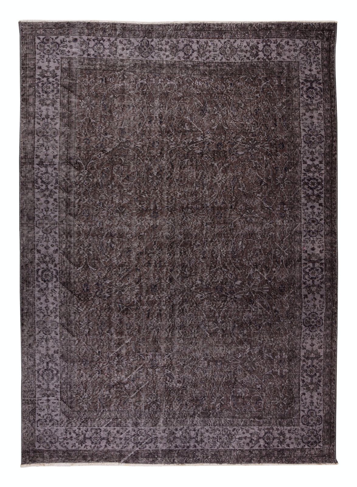 6.4x8.8 Ft Handmade Vintage Turkish Wool Rug Re Dyed In Brown 4 Modern Interiors