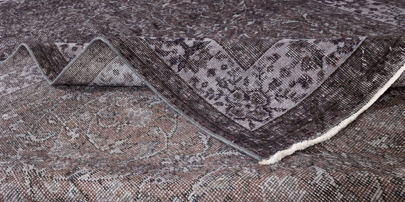 6.4x8.8 Ft Handmade Vintage Turkish Wool Rug Re Dyed In Brown 4 Modern Interiors photo for sale