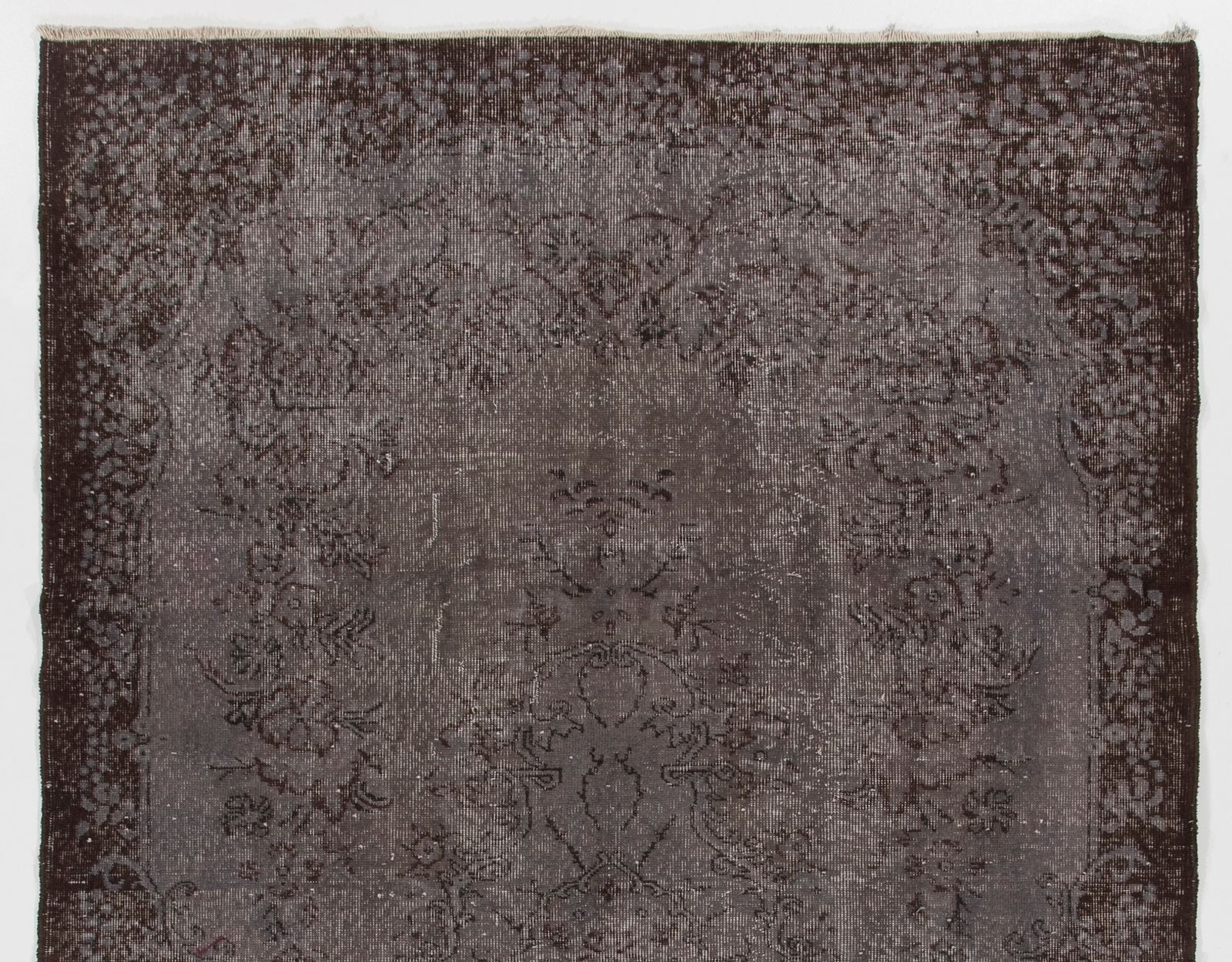 6x9.4 Ft Vintage Area Rug Overdyed In Gray, Handknotted In Turkey photo Textiles