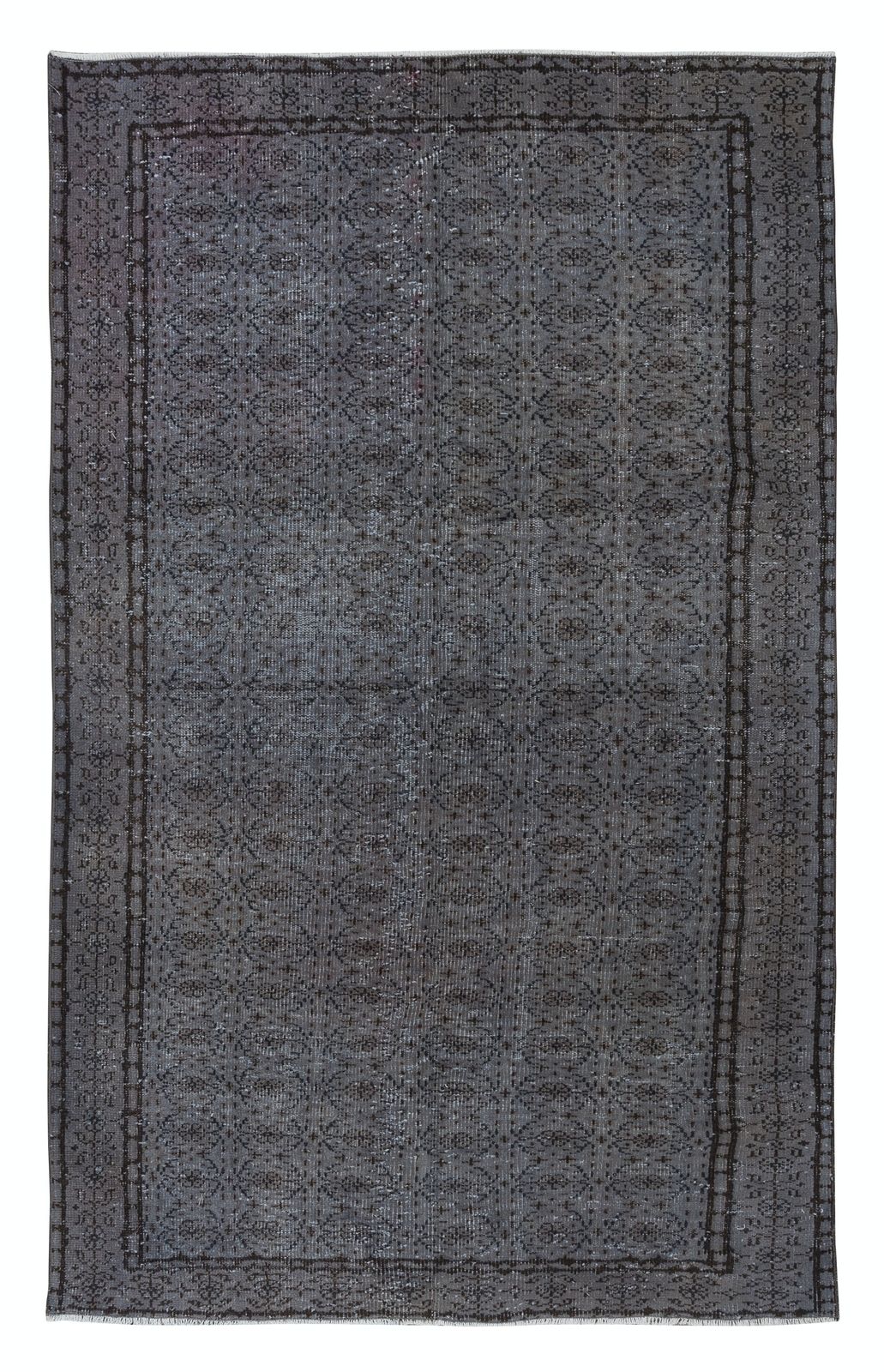 5.7x8.4 Ft Modern Handmade Turkish Gray Indoor Outdoor Rug With Floral Design