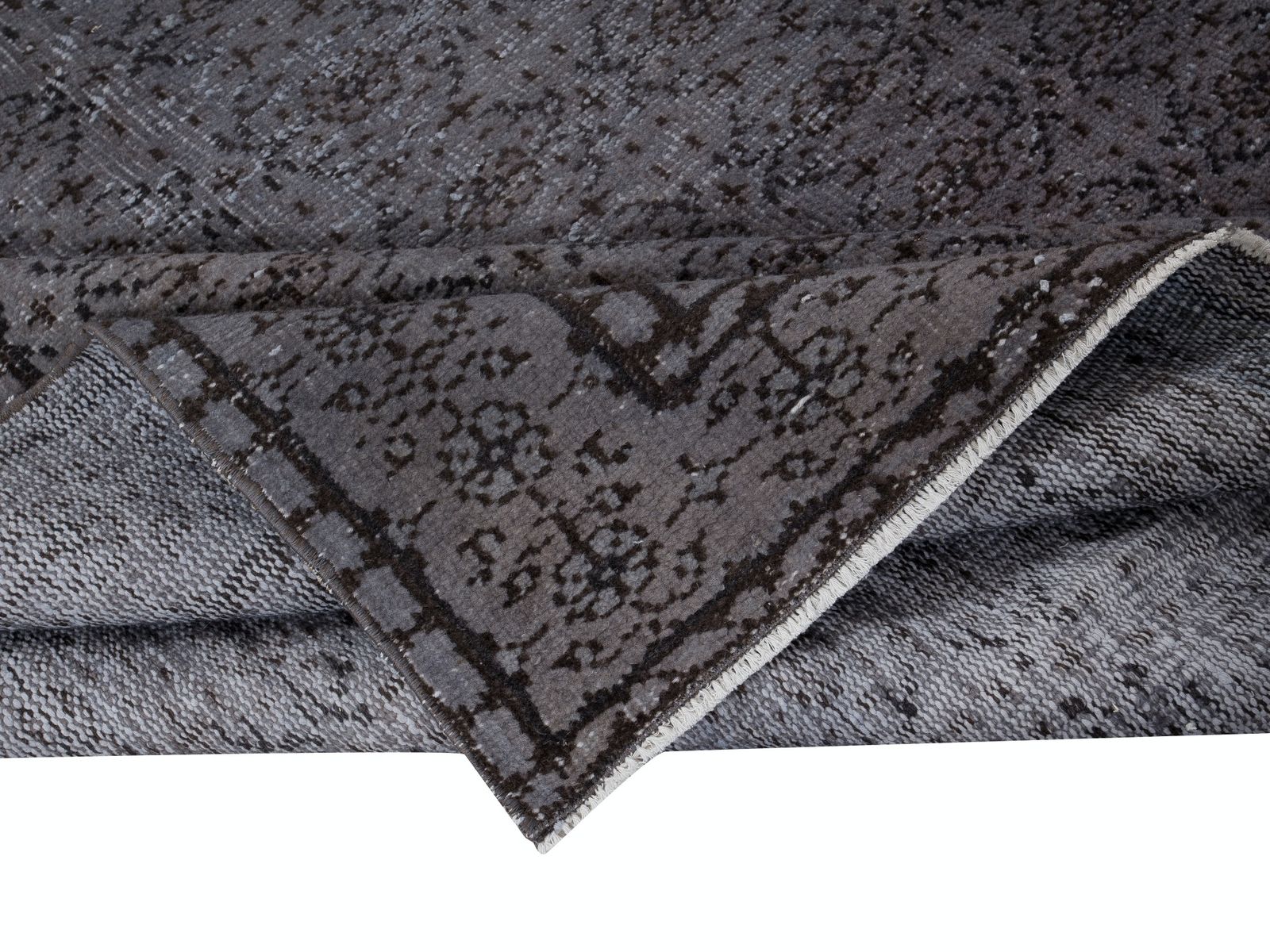 5.7x8.4 Ft Modern Handmade Turkish Gray Indoor Outdoor Rug With Floral Design photo for sale