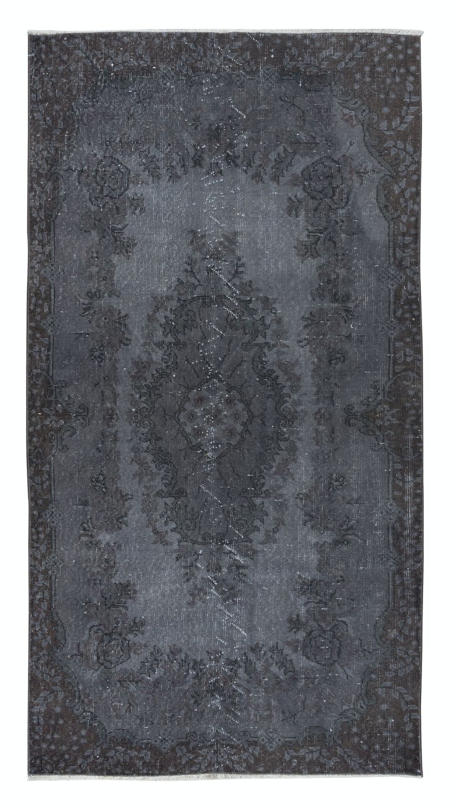 3.7x6.8 Ft Handmade Turkish Area Rug In Gray Tones, Ideal For Modern Interiors