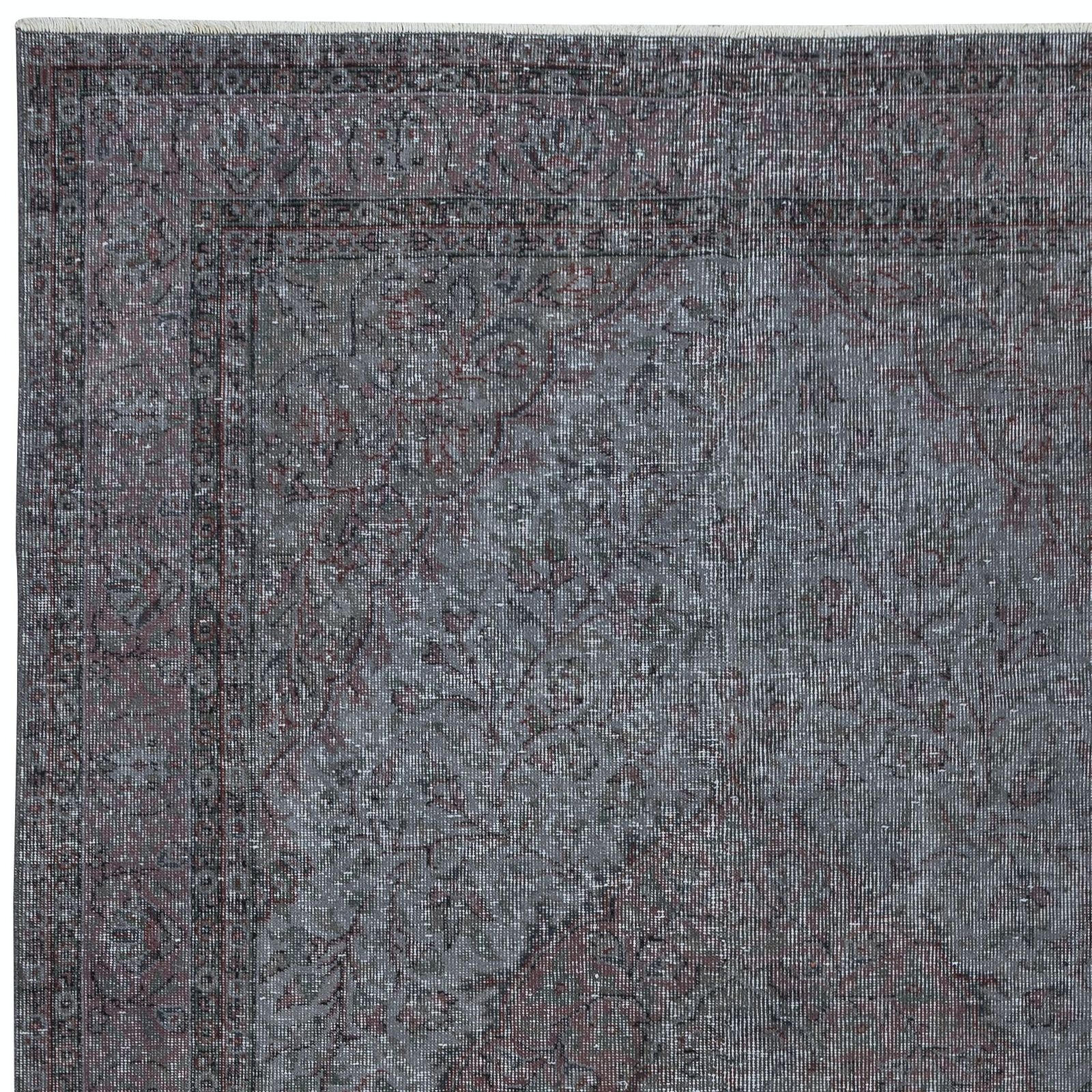 6x9.2 Ft Modern Handmade Area Rug In Gray & Soft Red, Turkish Low Pile Carpet photo Textiles