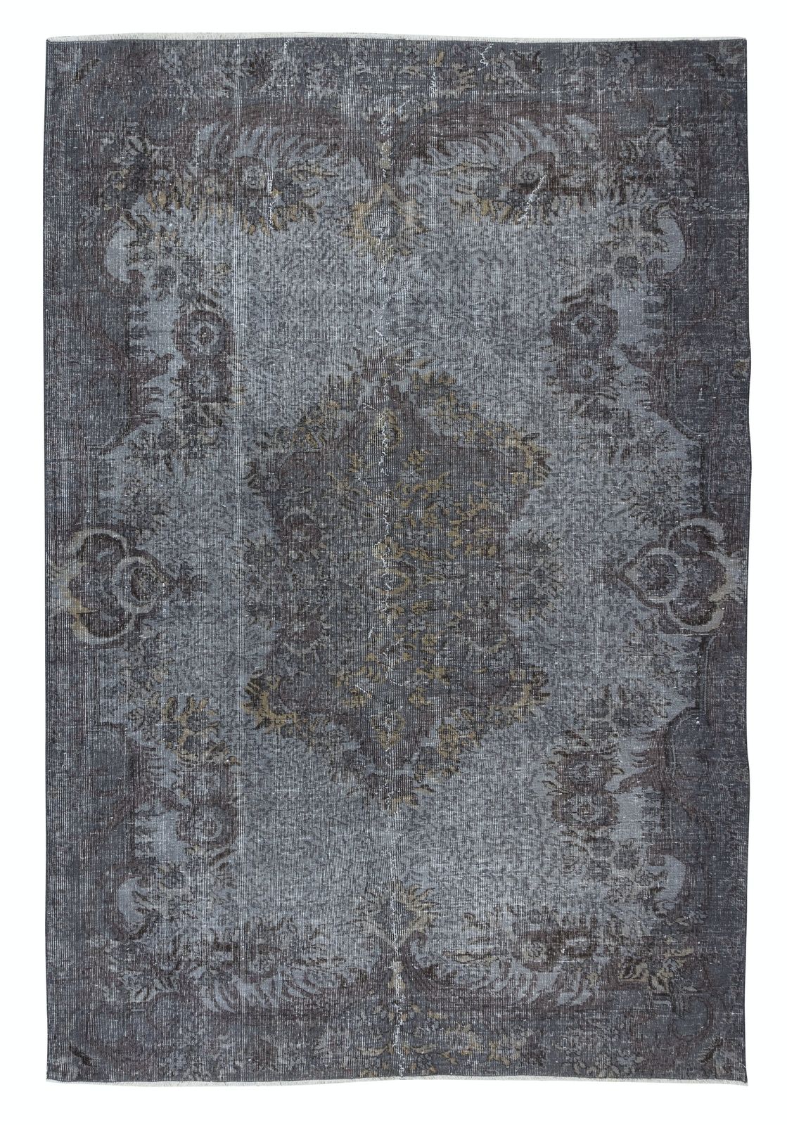 6.5x9.6 Ft Aubusson Inspired Rug In Gray For Modern Interior, Handmade In Turkey