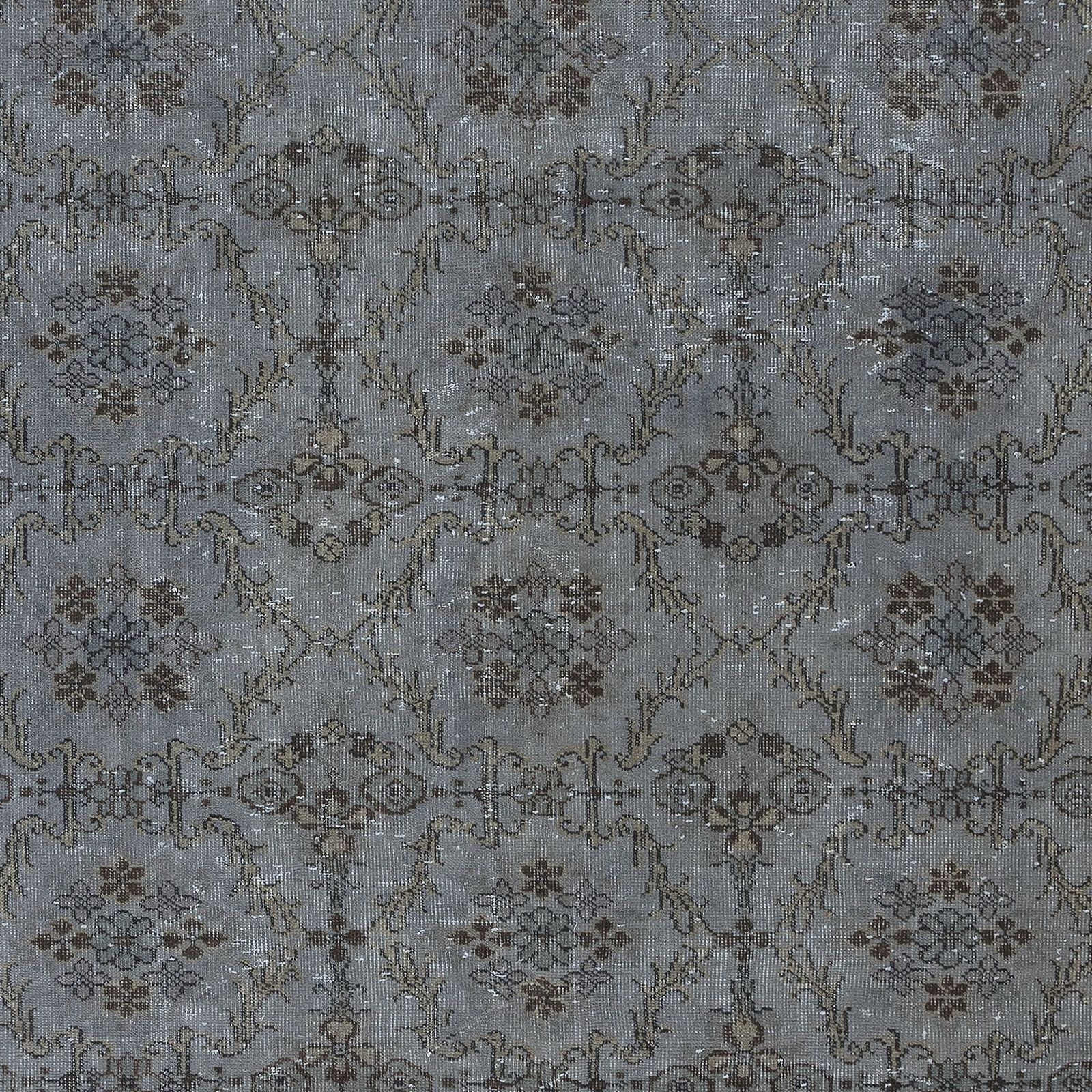 6.4x9.8 Ft Handmade Turkish Rug With Botanical Design And Gray Background photo 541.0