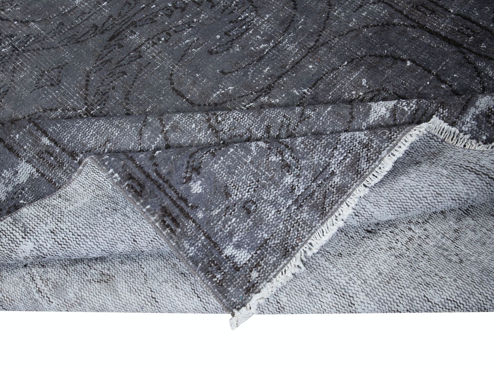 6.5x10 Ft Gray Handmade Shabby Chic Rug, Low Pile Carpet From Isparta, Turkey photo for sale