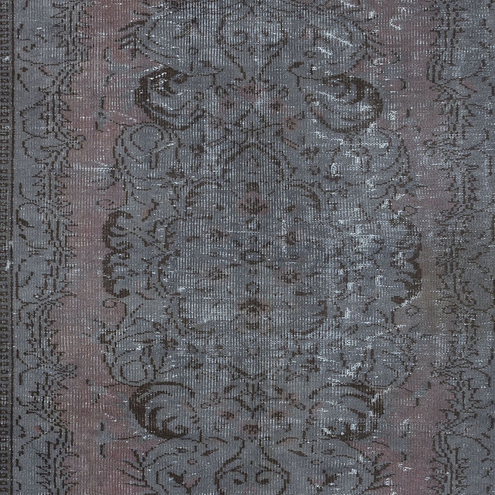 6x9.5 Ft Modern Area Rug, Gray & Soft Red Carpet, Handmade Living Room Carpet photo 494.0