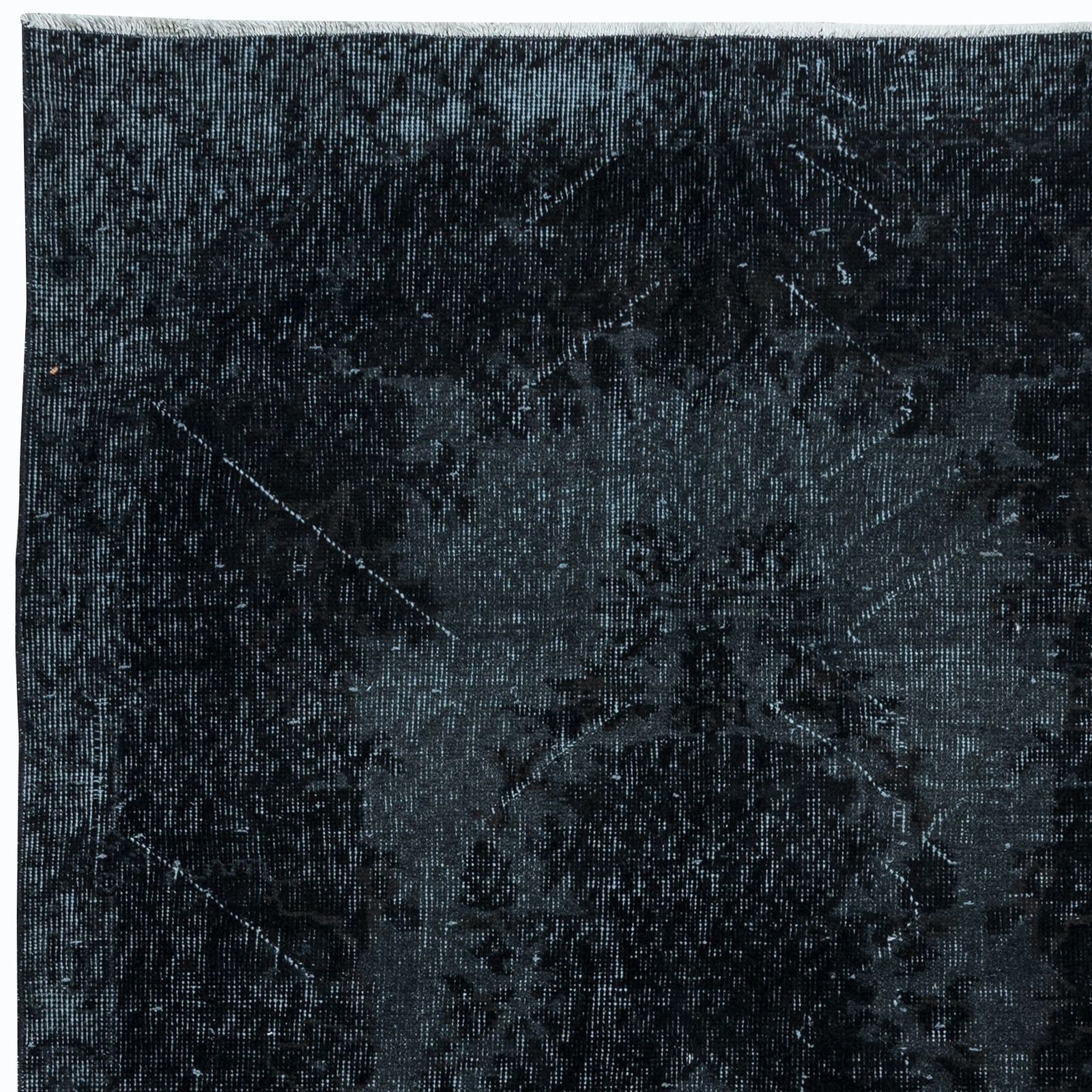3.8x6.6 Ft Charcoal Gray & Black Living Room Rug, Modern Handmade Turkish Carpet photo Textiles
