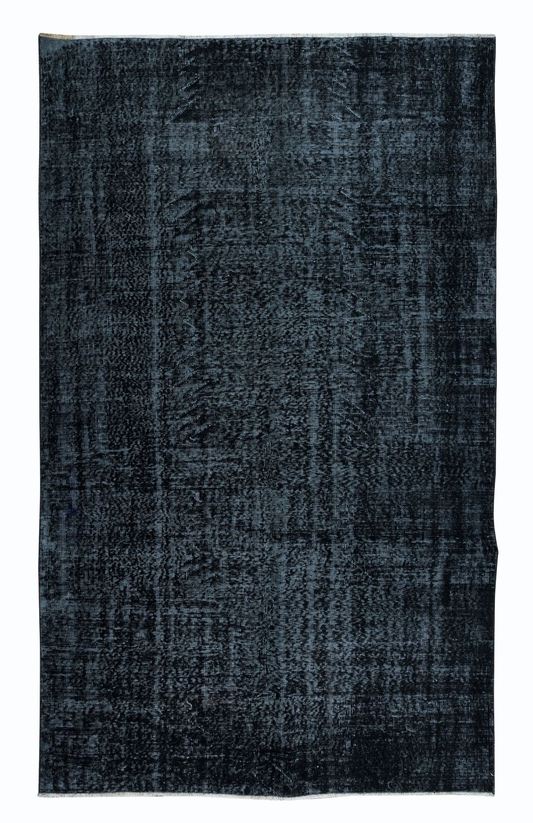 5.3x8.7 Ft Handmade Turkish Modern Wool Area Rug In Black & Bluish Black