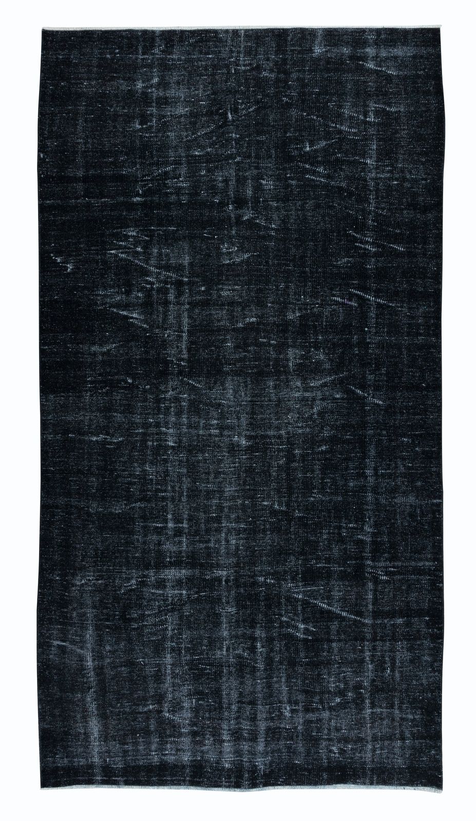 5.2x9.6 Ft Overdyed Black Area Rug, Handmade In Turkey, Modern Upcycled Carpet