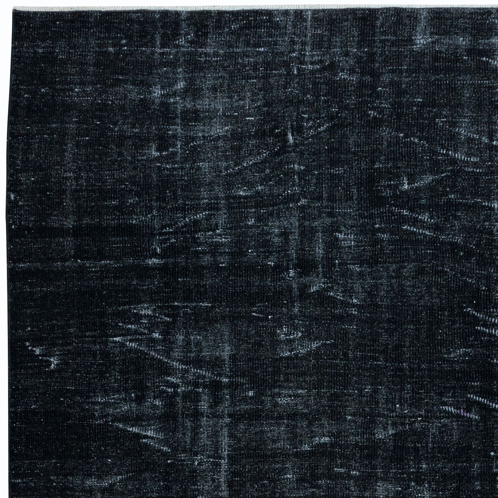 5.2x9.6 Ft Overdyed Black Area Rug, Handmade In Turkey, Modern Upcycled Carpet photo Textiles