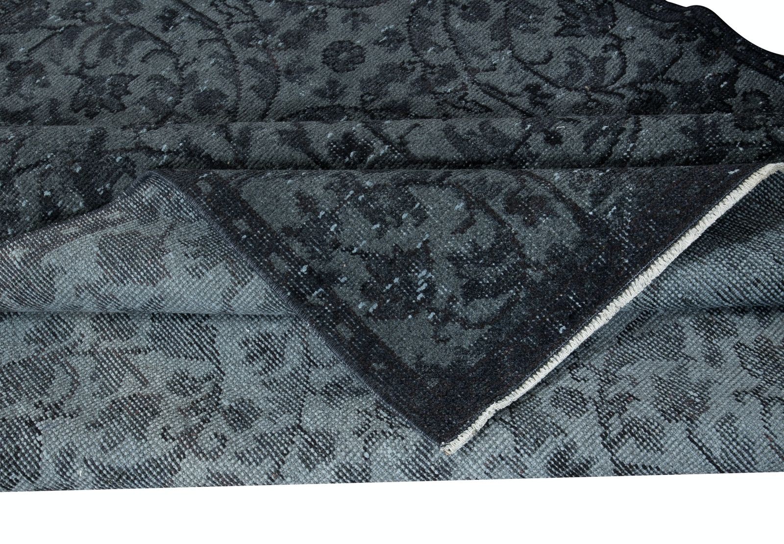 4.7x8.8 Ft Floral Area Rug In Black & Gray, Handknotted And Handwoven In Turkey photo for sale