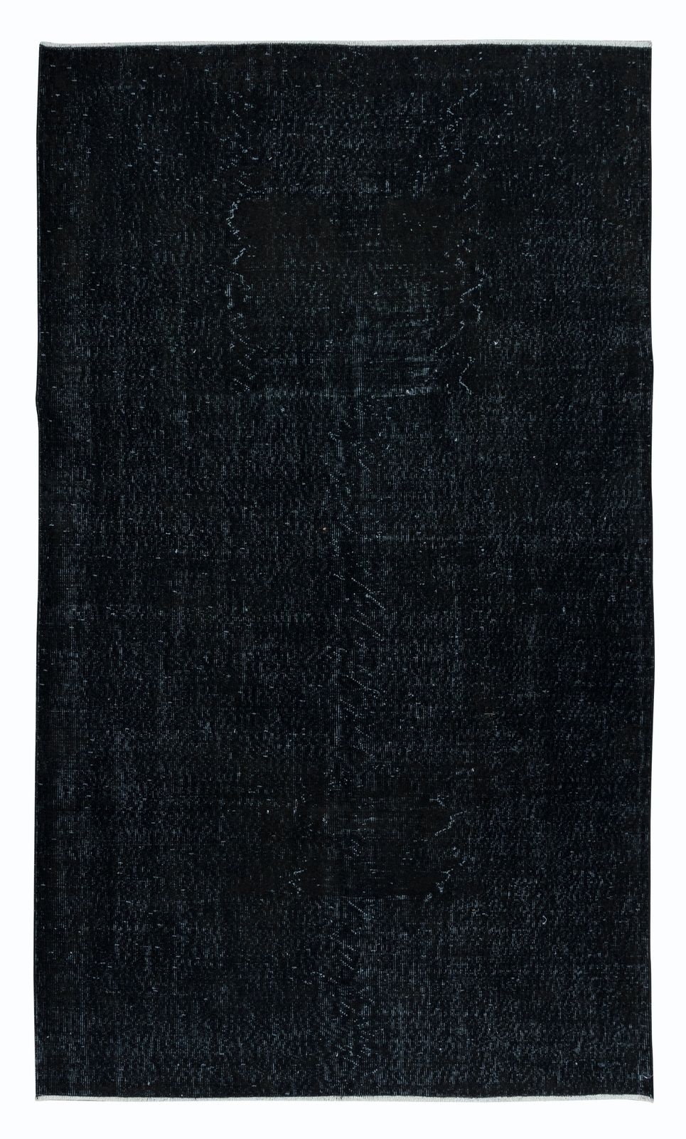 5.4x9 Ft Plain Black Area Rug, Handknotted And Handwoven In Turkey