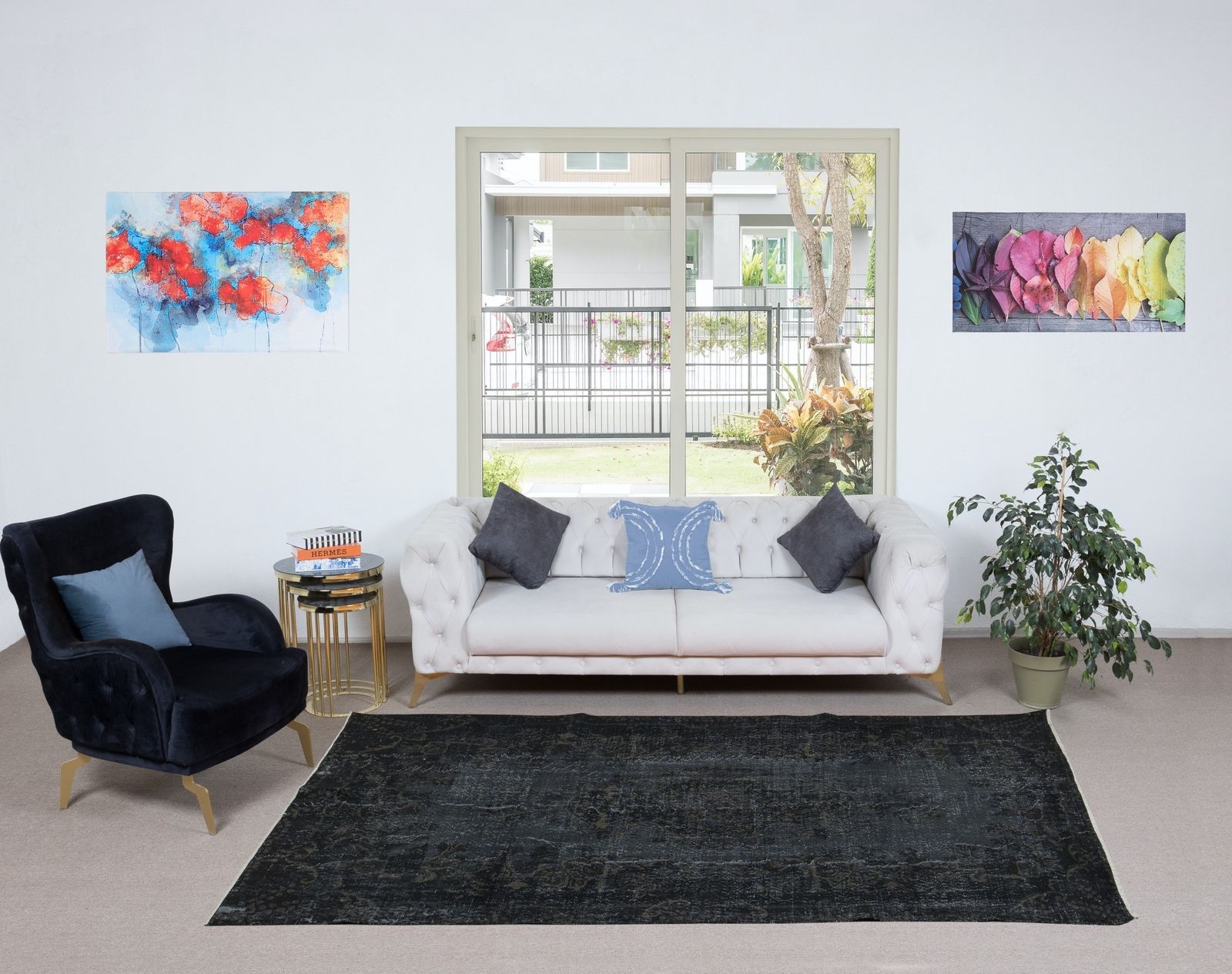 5.7x9.2 Ft Handmade Charcoal Gray Area Rug, Modern Anatolian Black Wool Carpet photo furniture