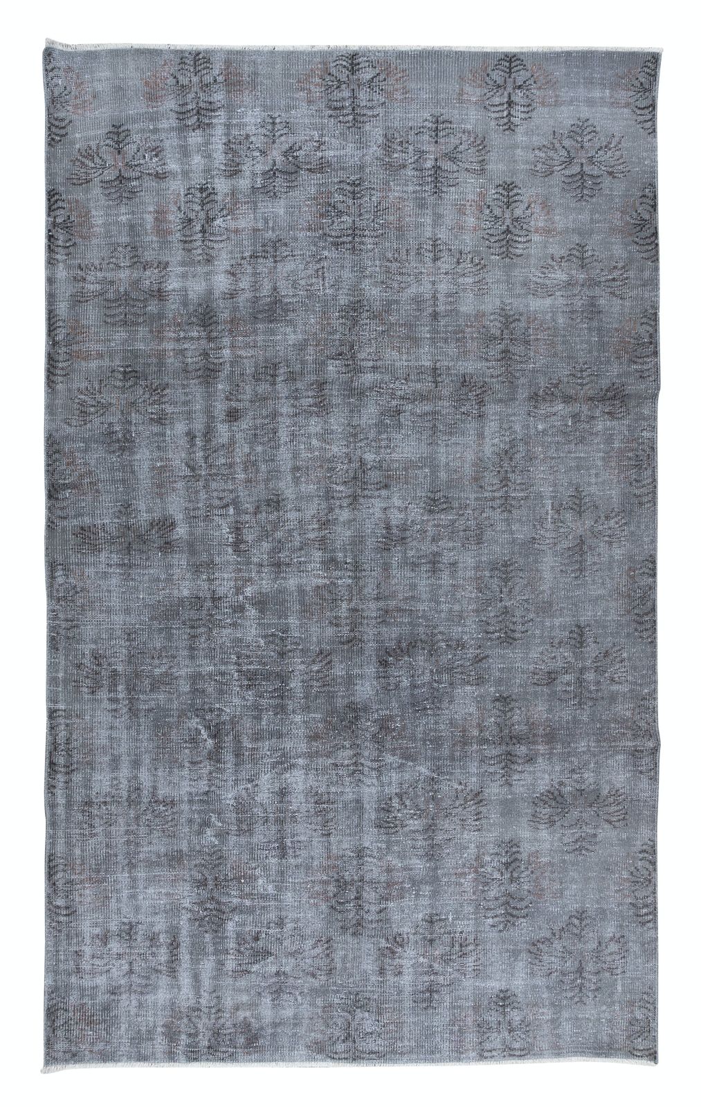 5.6x9 Ft Handmade Gray Rug For Entryway. Modern Turkish Carpet For Living Room