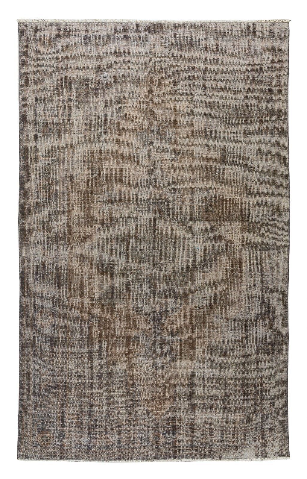 5.7x9 Ft Traditional Turkish Area Rug Over Dyed In Gray, Vintage Handmade Carpet
