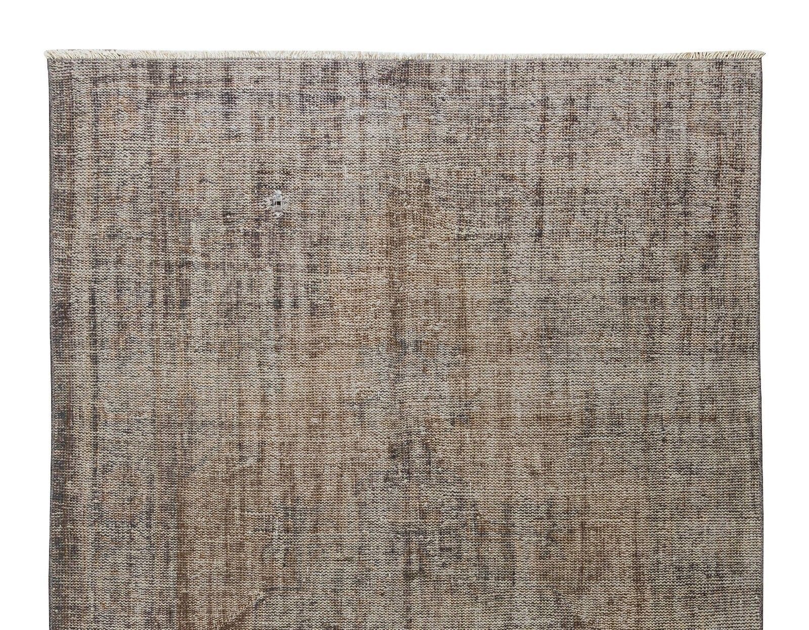 5.7x9 Ft Traditional Turkish Area Rug Over Dyed In Gray, Vintage Handmade Carpet photo Textiles