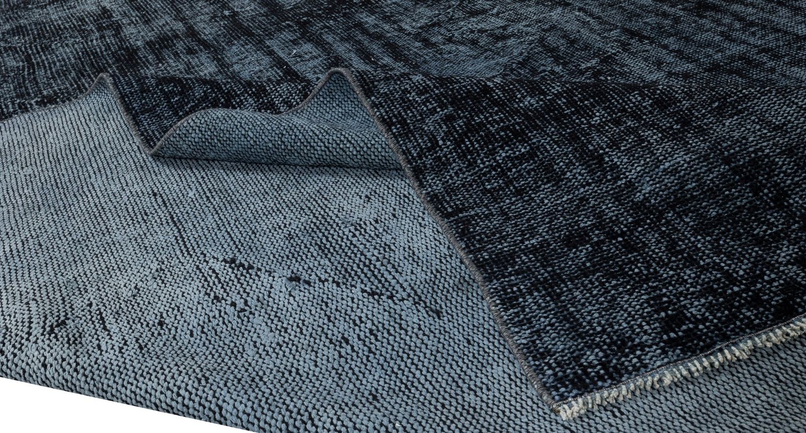 7.5x10.2 Ft Handmade Vintage Turkish Rug Over Dyed In Black For Modern Interior photo for sale