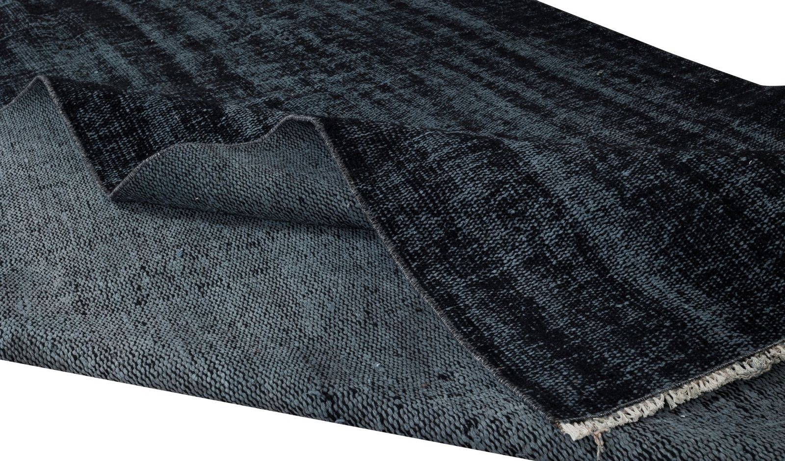 5.7x9.4 Ft Modern Anatolian Area Rug Over Dyed In Black, Vintage Handmade Carpet photo for sale