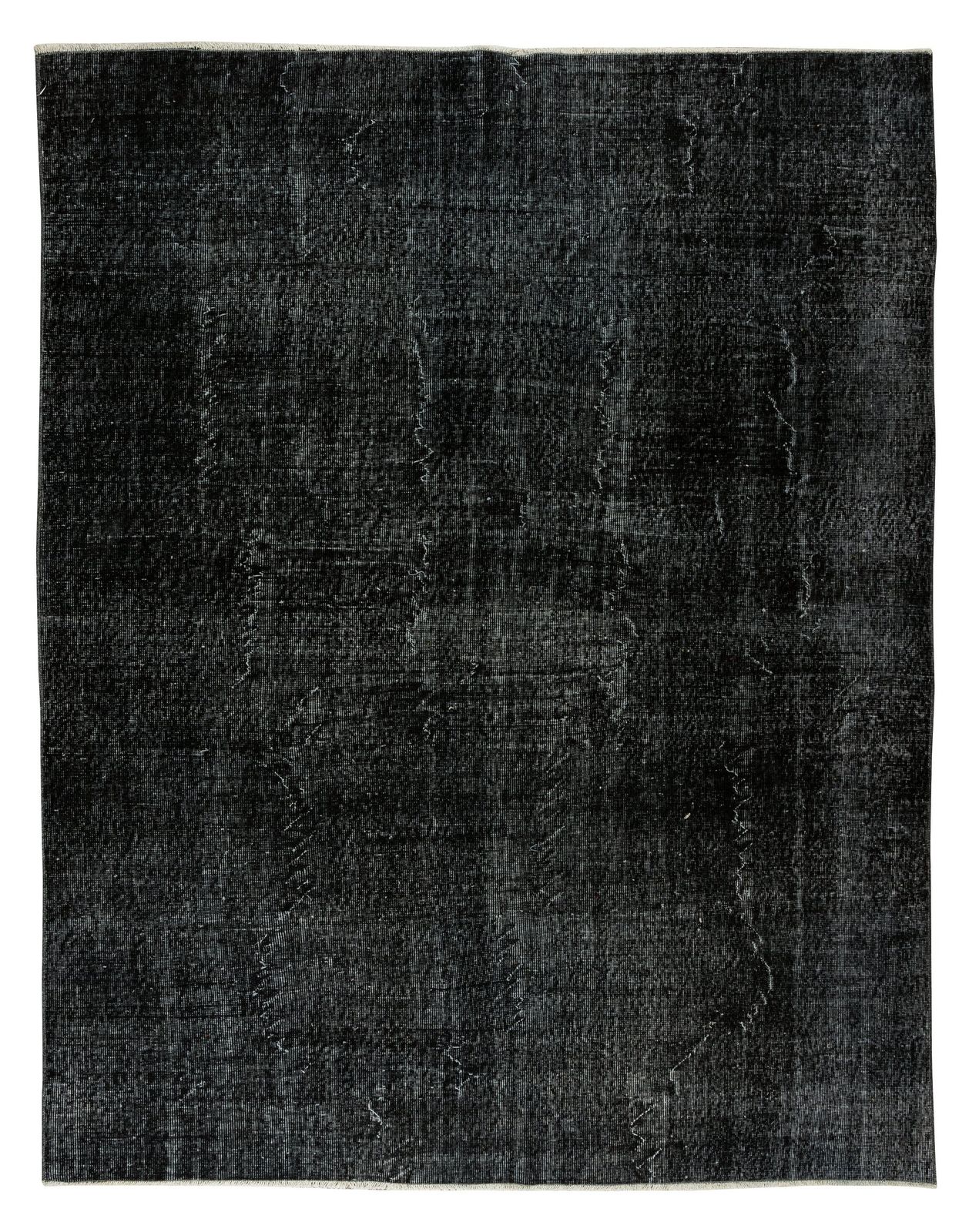 6.8x8.4 Ft Hand Knotted Vintage Turkish Rug Over Dyed In Black For Modern Homes
