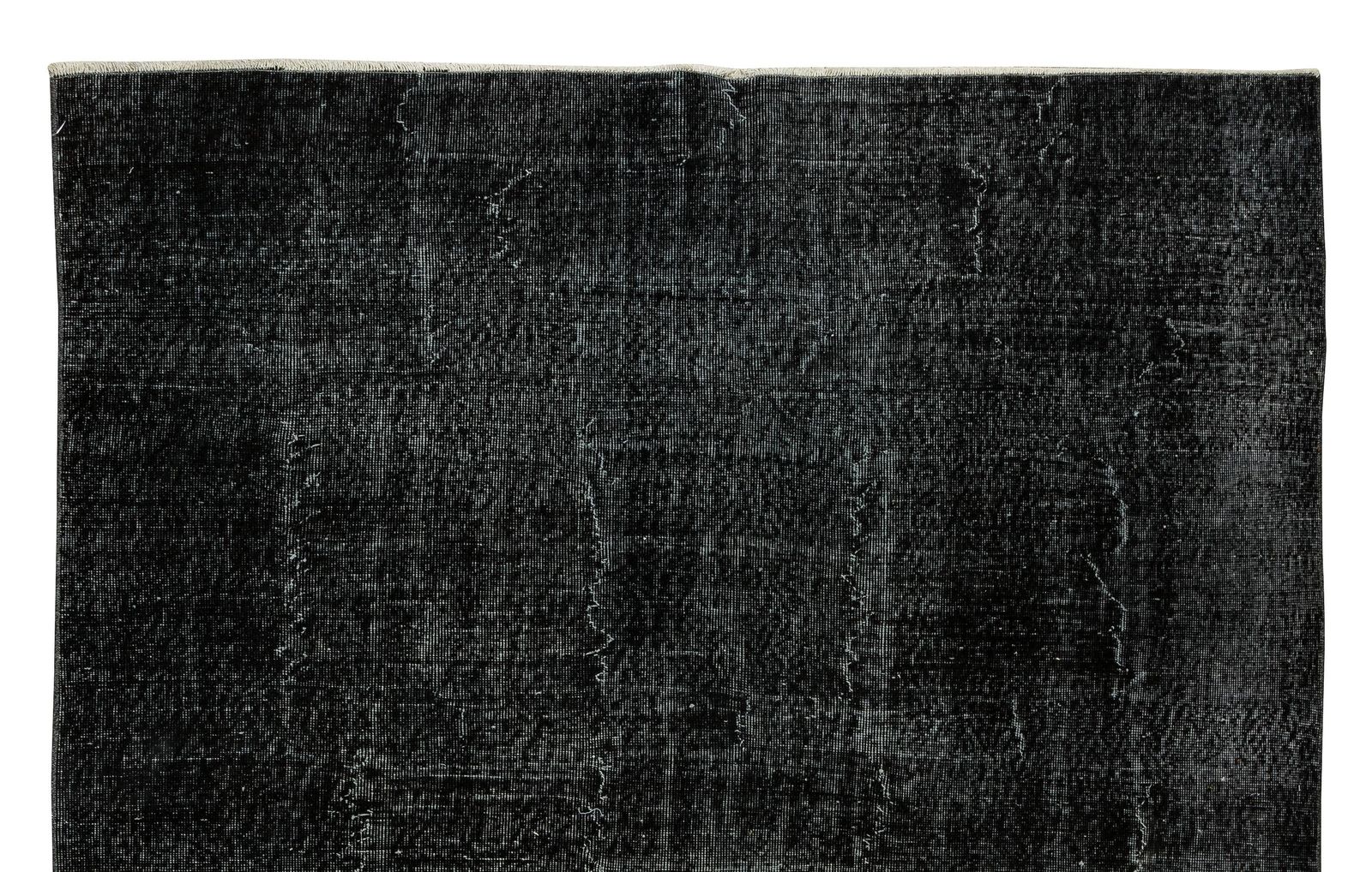 6.8x8.4 Ft Hand Knotted Vintage Turkish Rug Over Dyed In Black For Modern Homes photo Textiles