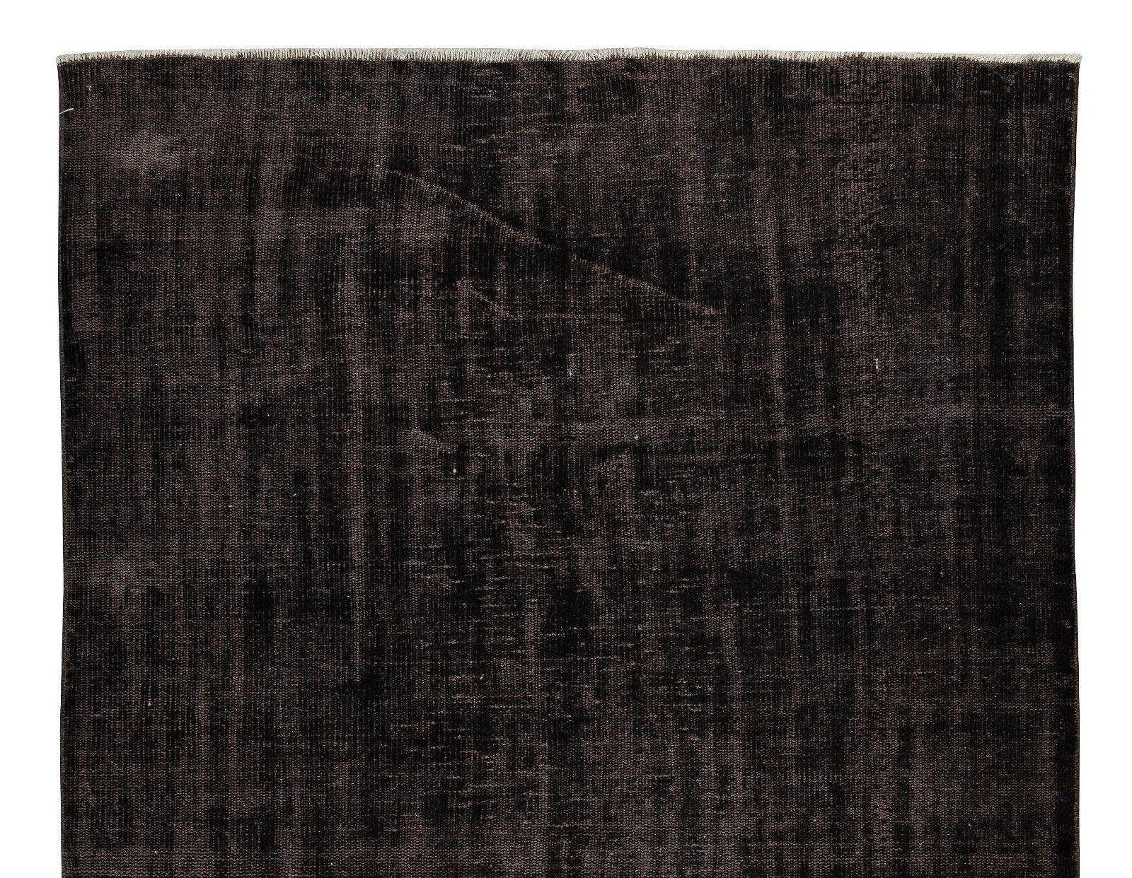 5.5x8.7 Ft Contemporary Vintage Area Rug Overdyed In Black, Handmade In Turkey photo Textiles