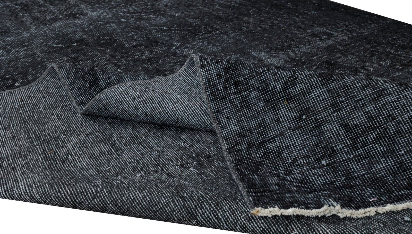 5.6x9 Ft Modern Anatolian Area Rug Over Dyed In Black, Vintage Handmade Carpet photo for sale