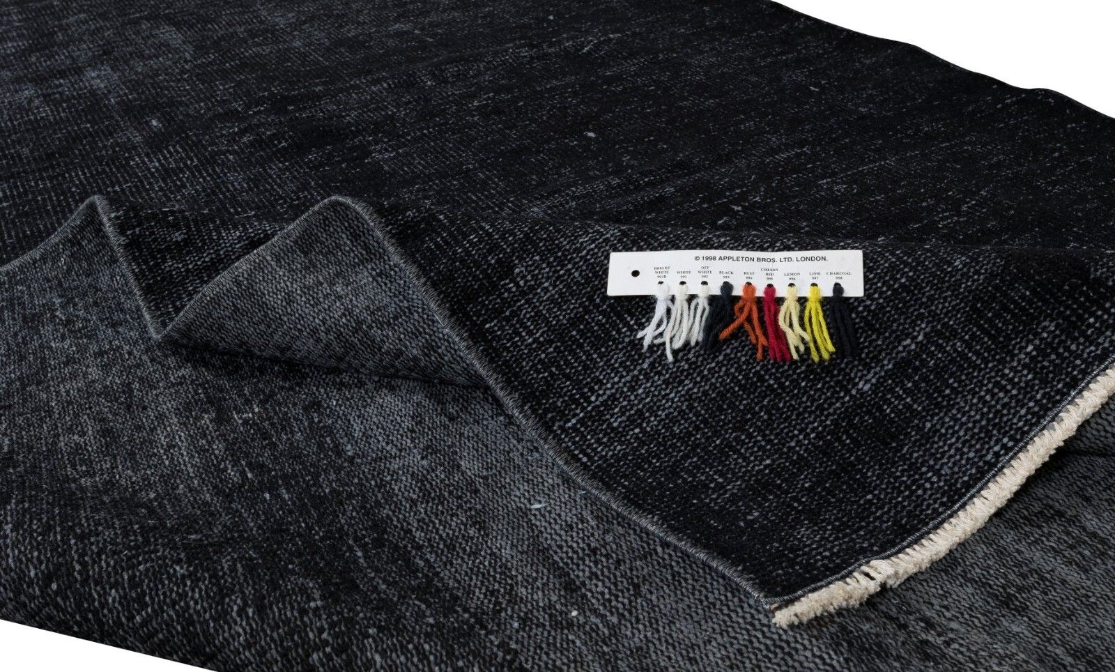 5.5x9.2 Ft Authentic Vintage Area Rug Overdyed In Black, Handknotted In Turkey photo for sale