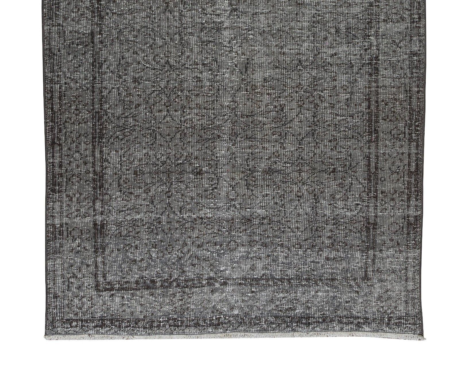 5x9 Ft Mid Century Handmade Turkish Area Rug Overdyed In Gray 4 Modern Interiors photo 467.0