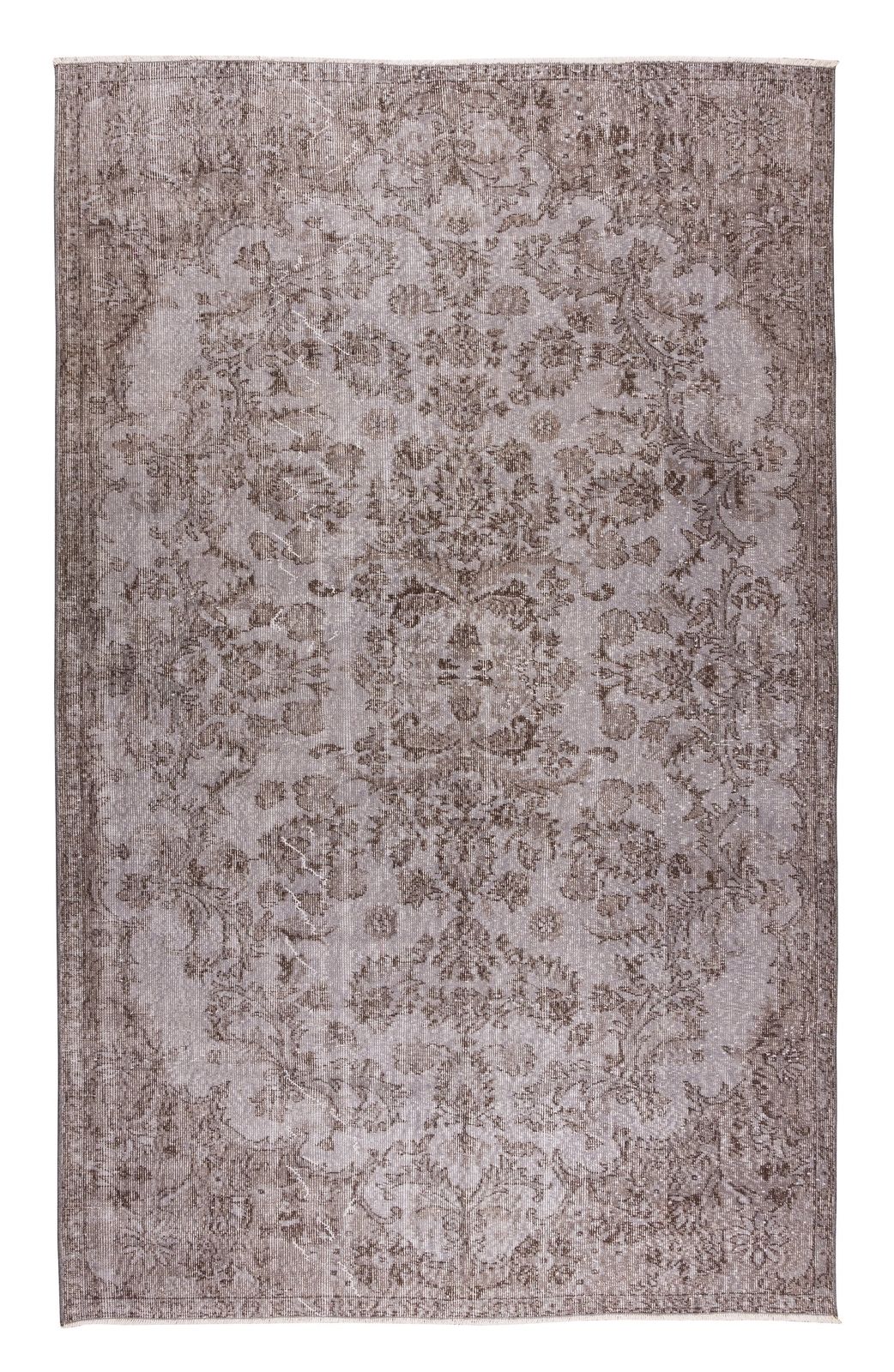 6.2x9.9 Ft Handmade Vintage Turkish Area Rug Overdyed In Gray 4 Modern Interiors