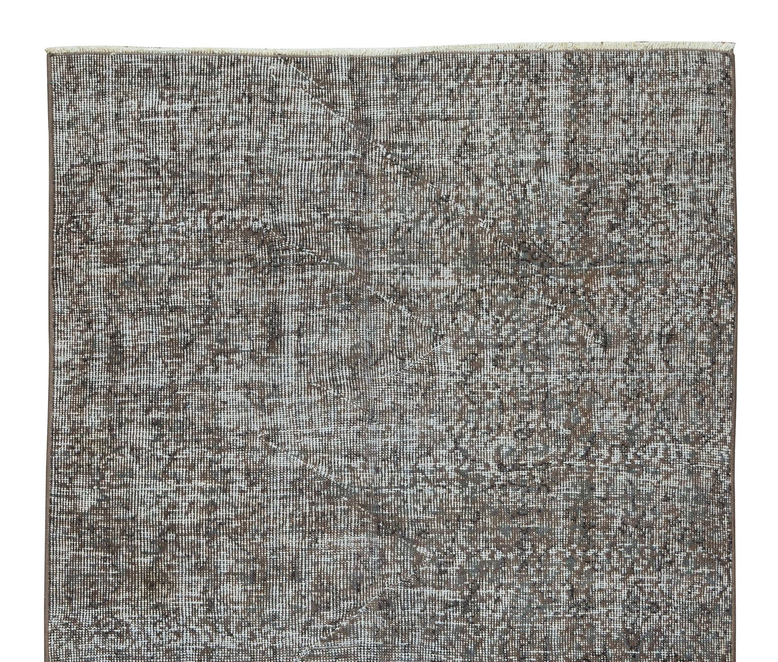 3.7x6.5 Ft Mid Century Handmade Turkish Rug Over Dyed In Gray 4 Modern Interiors photo Textiles