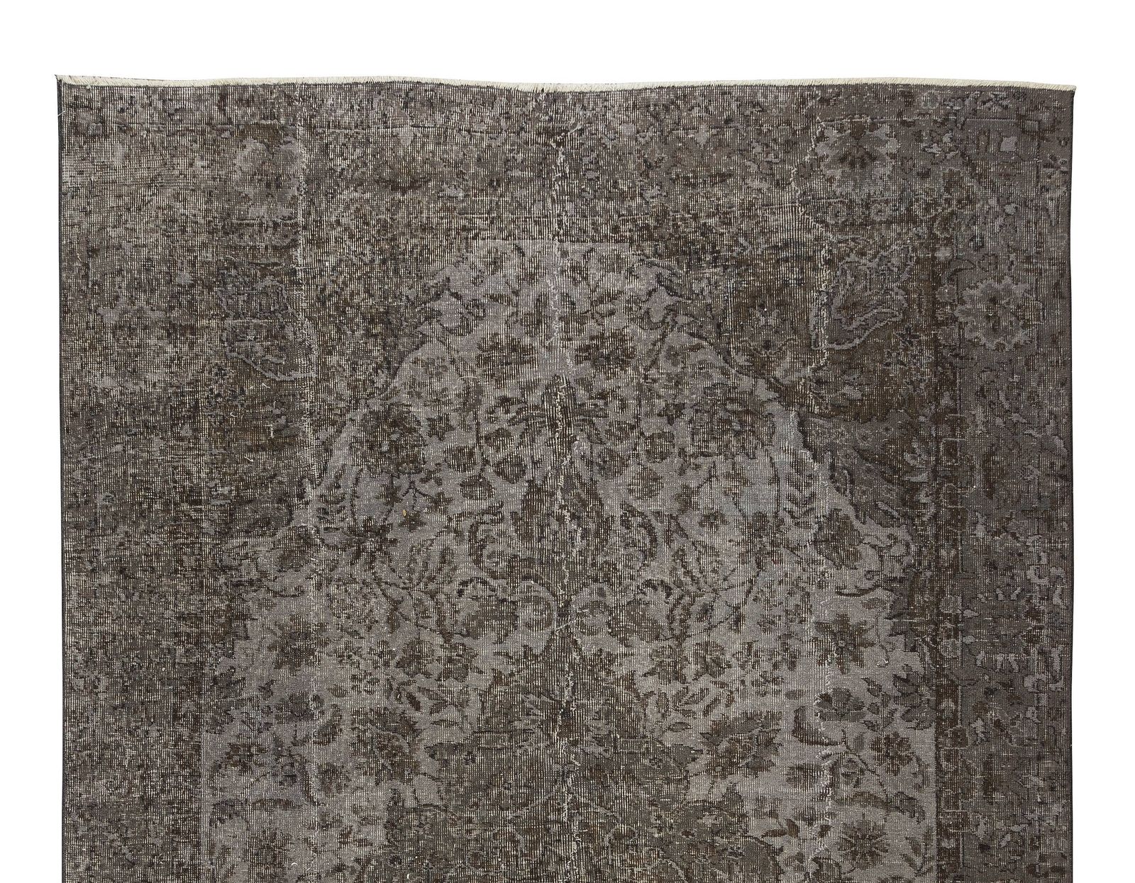 6.5x9.9 Ft Handmade Vintage Turkish Area Rug Re Dyed In Gray 4 Modern Interiors photo Textiles