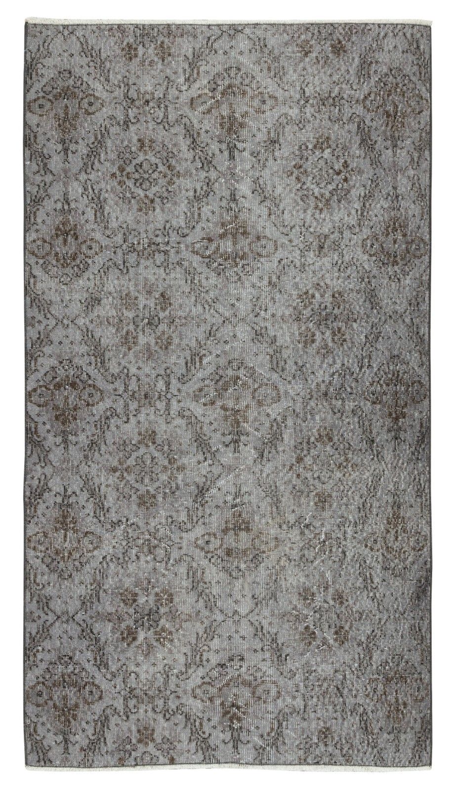3.8x6.7 Ft Mid Century Handmade Turkish Rug Over Dyed In Gray 4 Modern Interiors