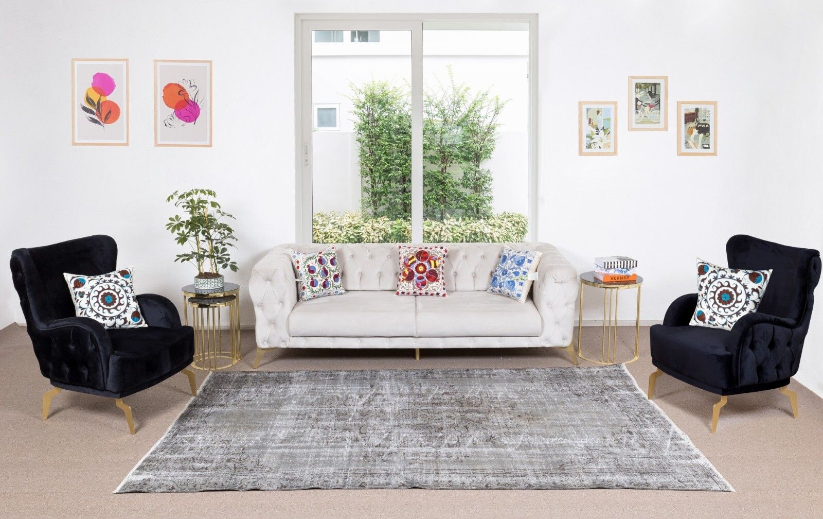 5.9x9.3 Ft Vintage Rug Re Dyed In Gray For Modern Interiors, Handmade In Turkey photo furniture
