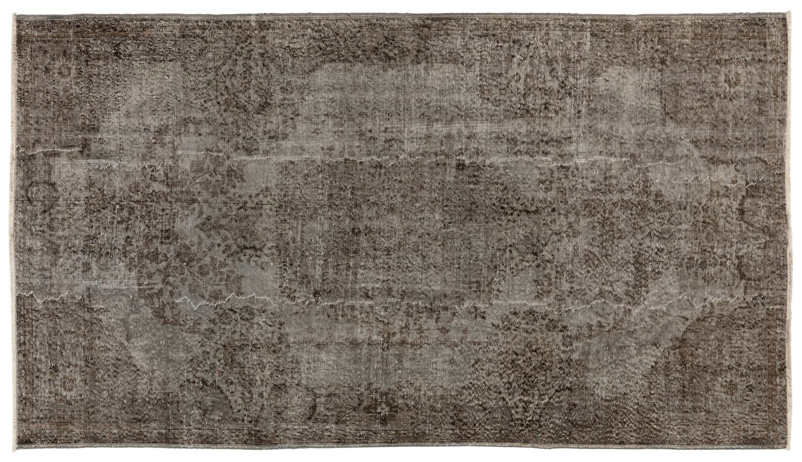 5.5x9.2 Ft Mid Century Area Rug Overdyed In Gray, Handmade In Turkey photo furniture