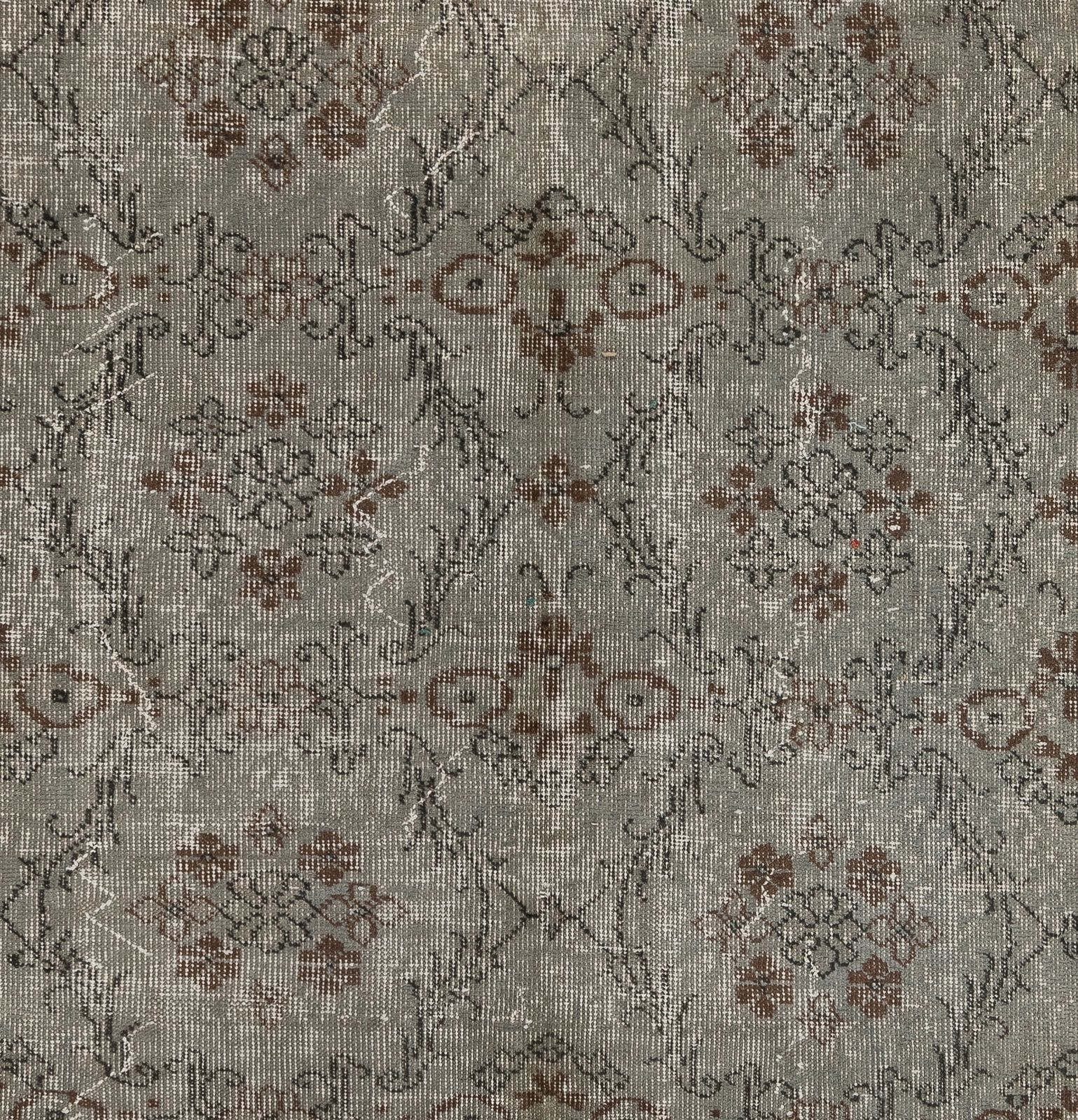 5.7x9.4 Ft Mid Century Area Rug Overdyed In Gray, Handknotted In Turkey photo 494.0