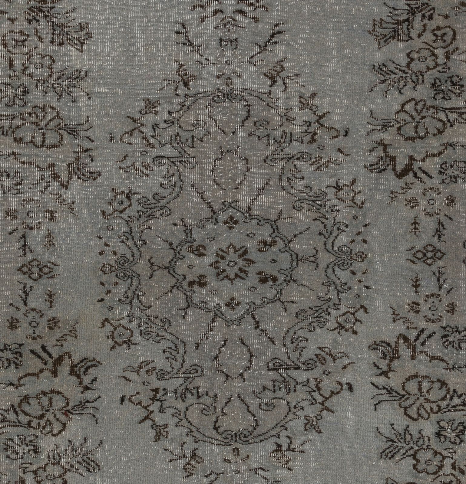 5.6x8.3 Ft Vintage Medallion Design Rug Overdyed In Gray, Handknotted In Turkey photo 390.0
