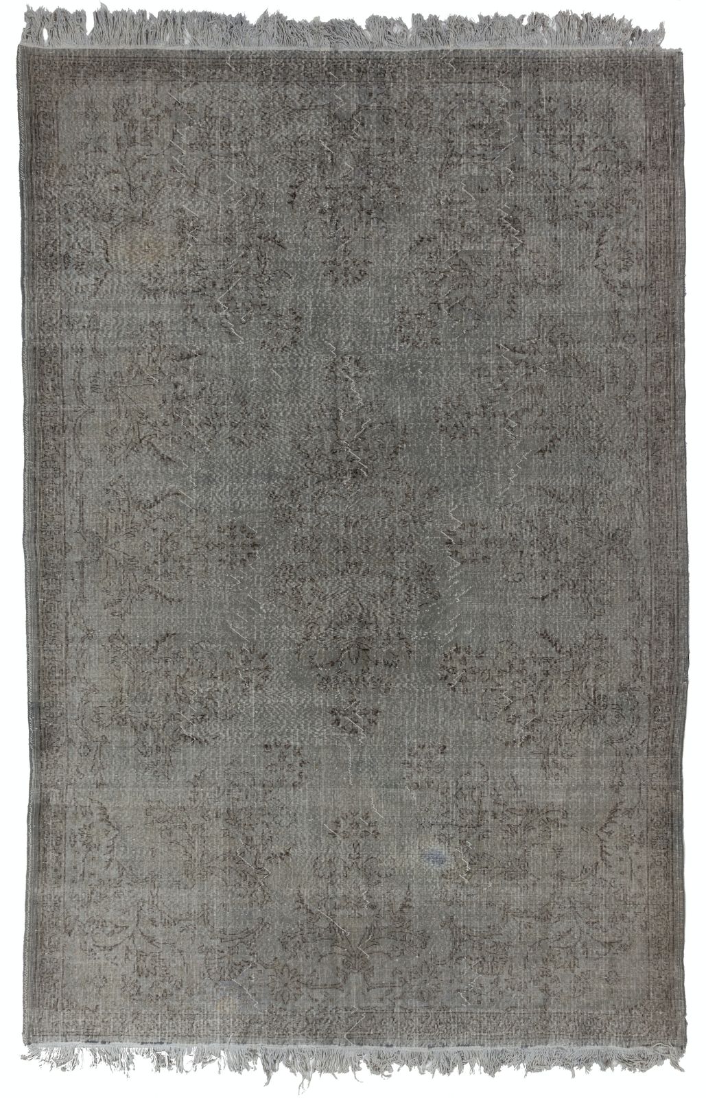 7.6x11.4 Ft Large Vintage Turkish Rug Redyed In Gray For Contemporary Interiors