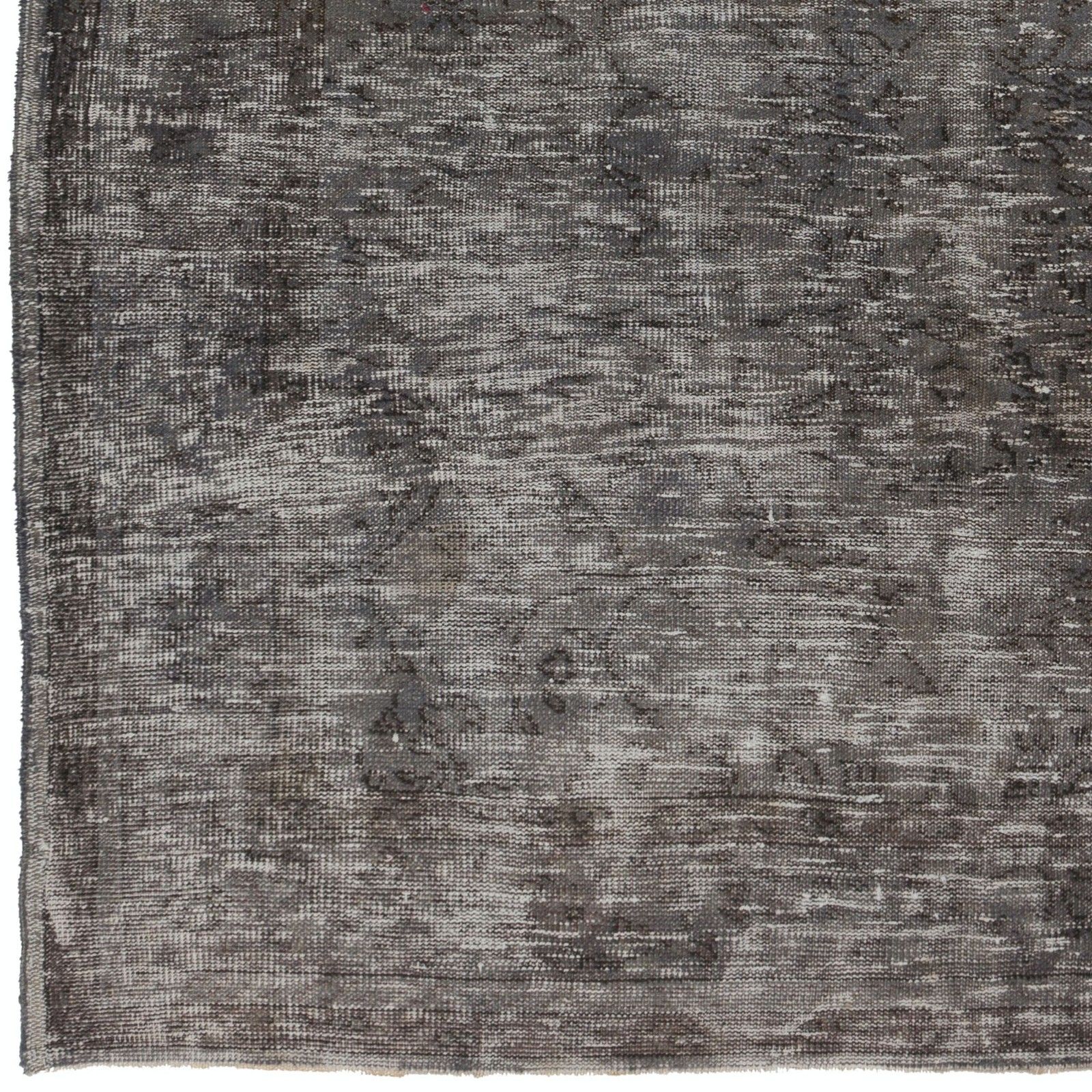 6x9 Ft Distressed Vintage Area Rug Overdyed In Gray, Handknotted In Turkey photo Textiles