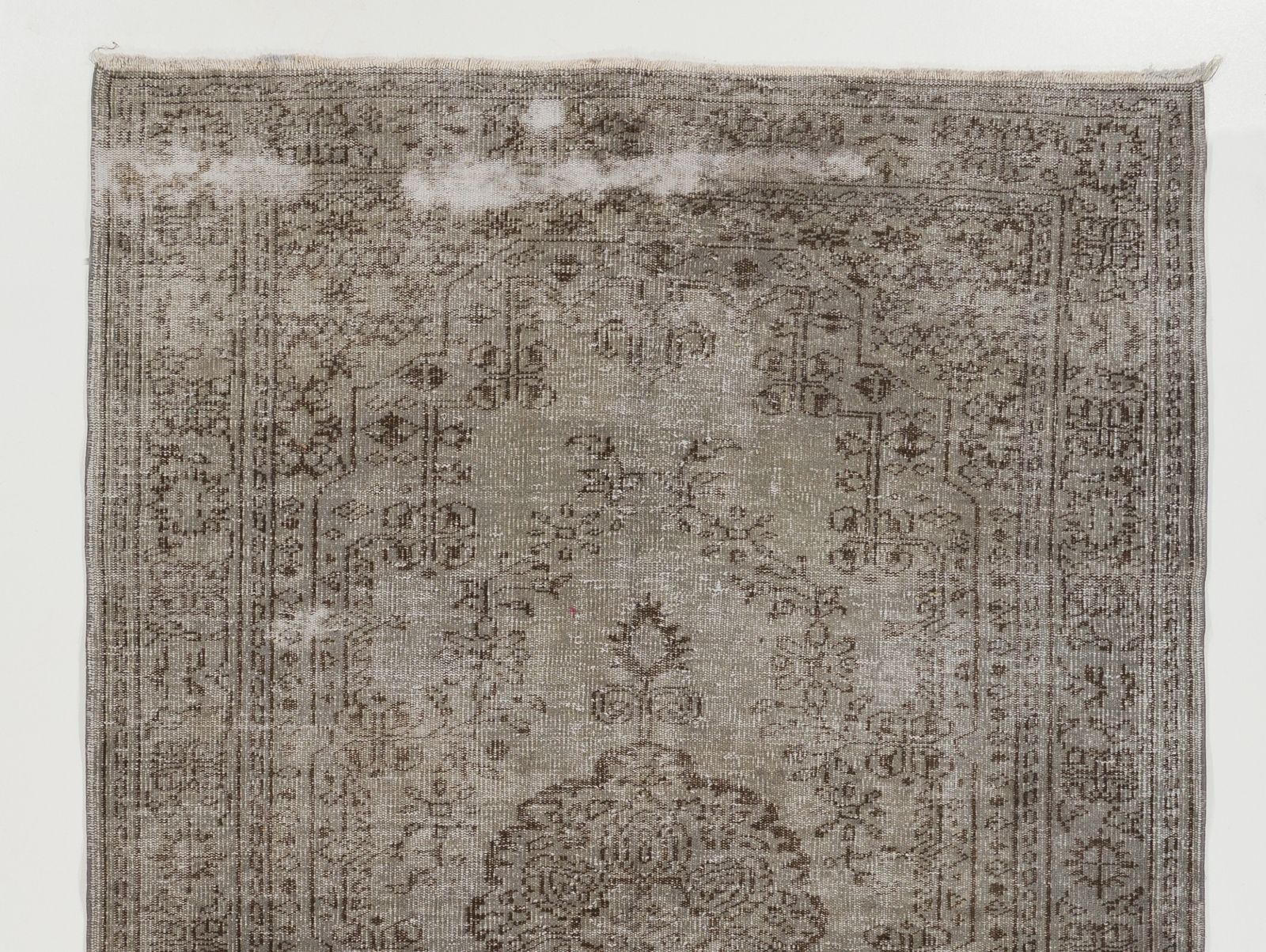 5.7x9.2 Ft Vintage Area Rug Overdyed In Gray, Handknotted In Turkey photo Textiles