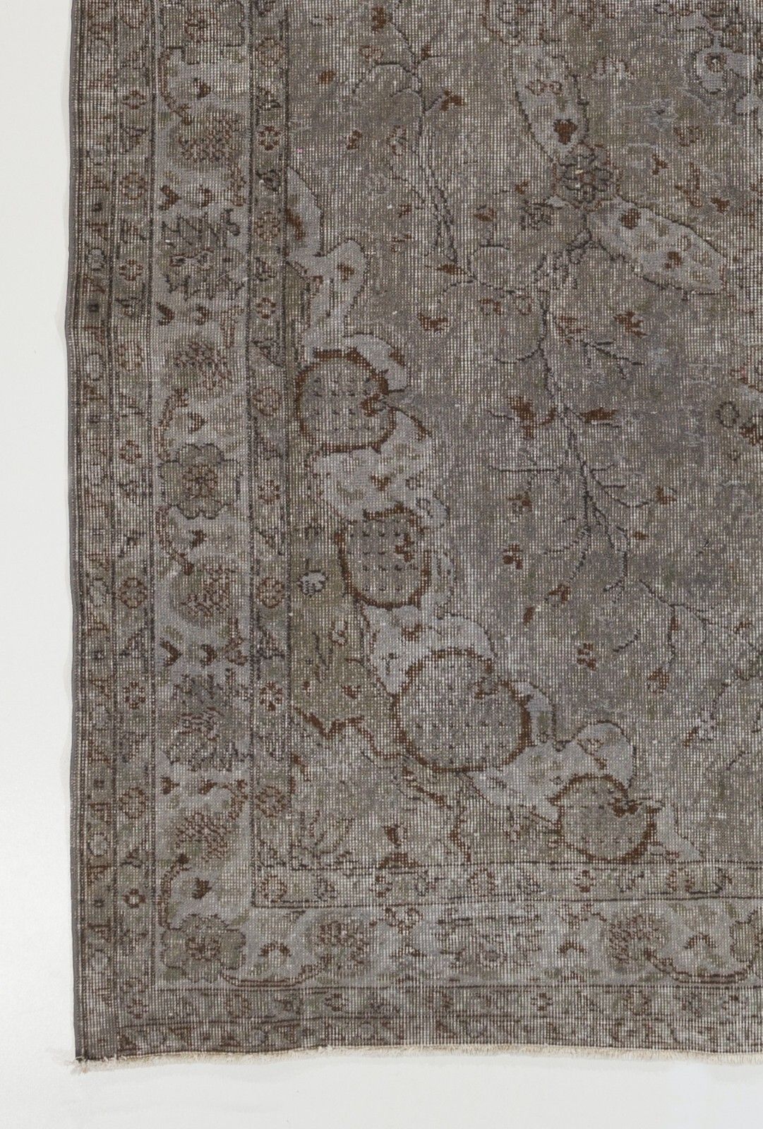 6.5x9.8 Ft Mid Century Area Rug Overdyed In Gray, Hand Knotted In Turkey photo Textiles