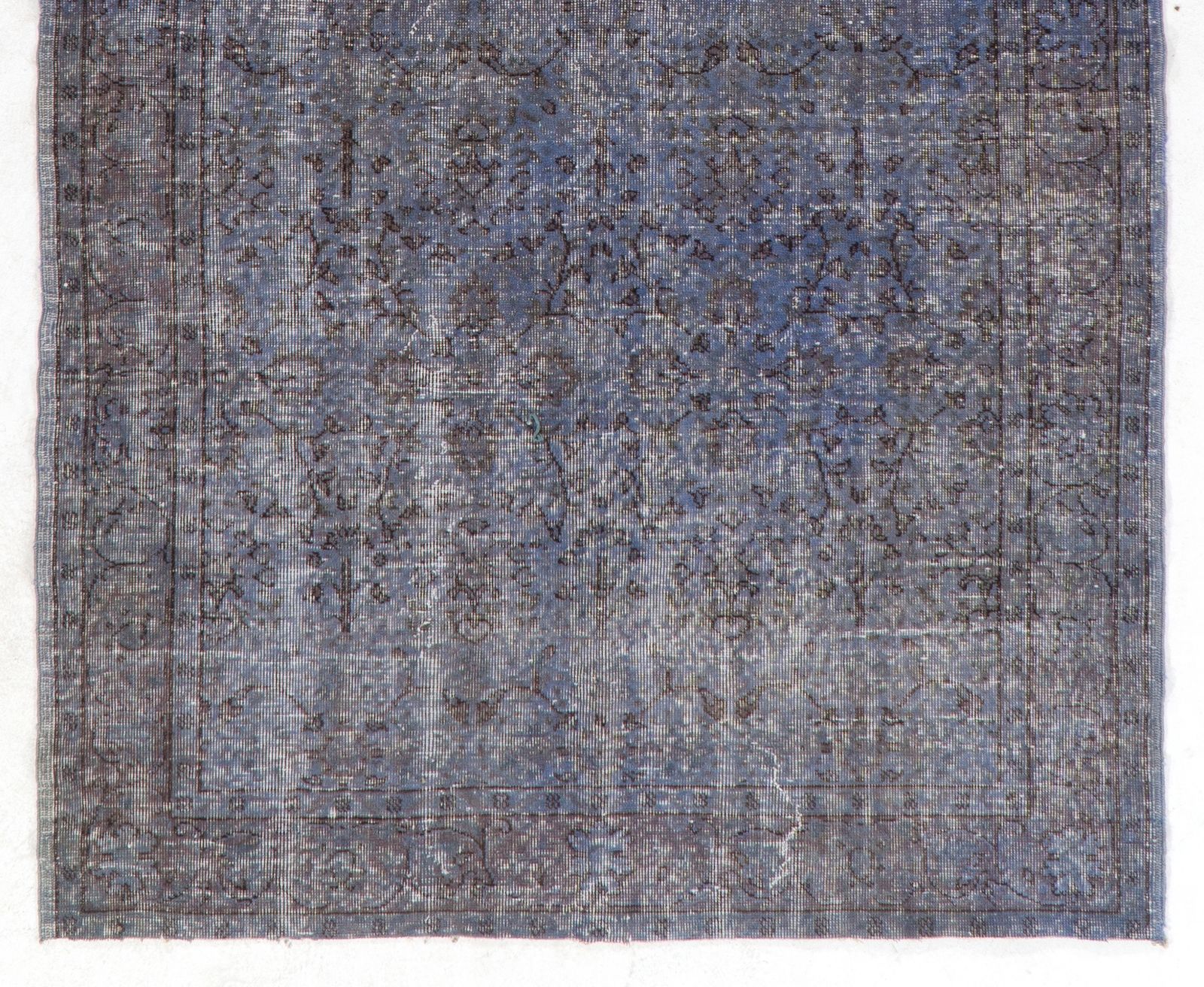 5.3x8.6 Ft Room Size Vintage Area Rug Overdyed In Gray, Handmade In Turkey photo for sale